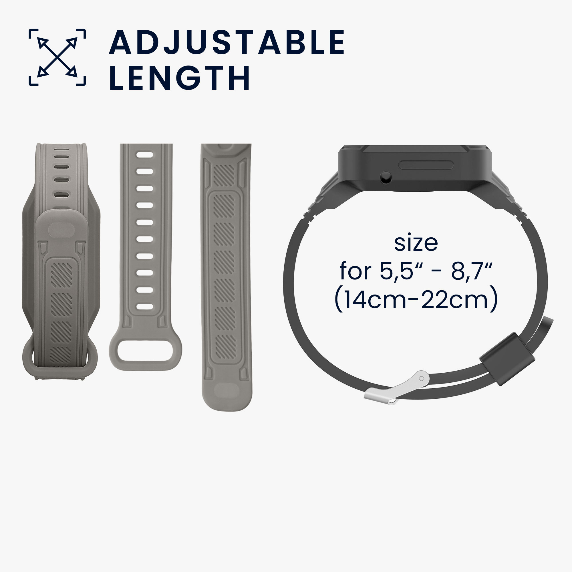 Řemínek Xiaomi Smart Band 10 / Smart Band 9 / 8 7 6 5 4 3 kwmobile - šedá