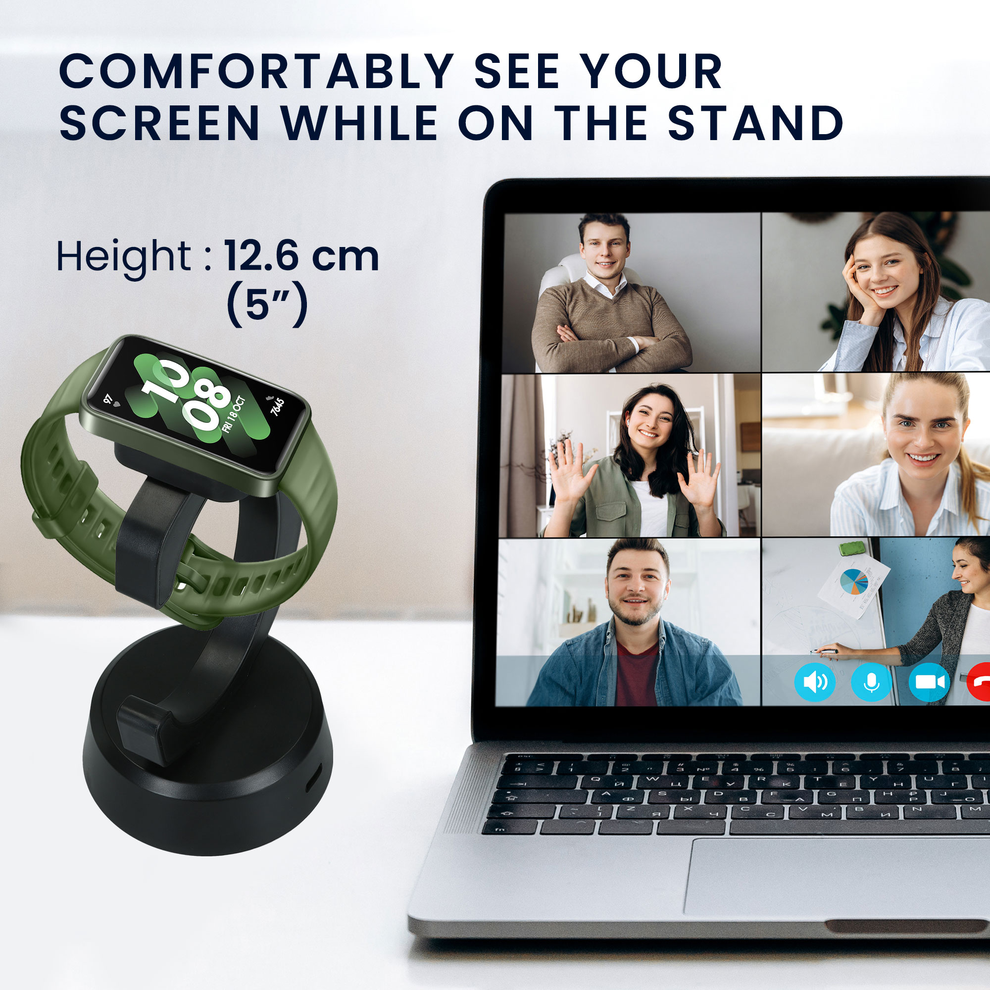 Nabíjecí dock pro chytré hodinky Huawei Band 10 / Honor Band 9 / Band 7 / Band 6 / OPPO Band 2 Charge Stand černý