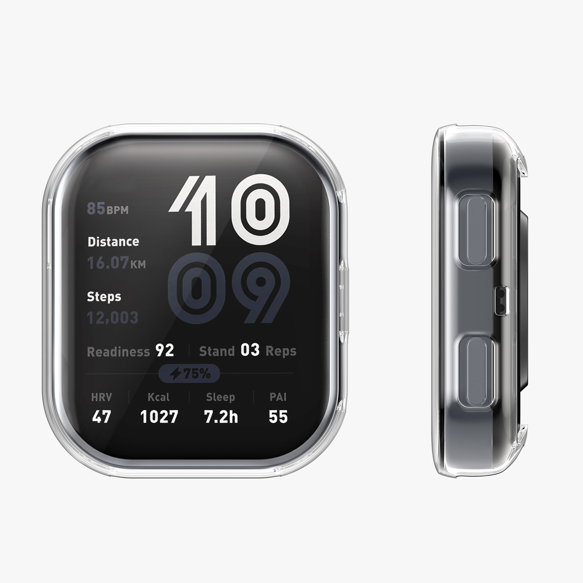 2x obal s ochranným sklem pro Amazfit Bip 6 kwmobile silikonové - černá / transparentní