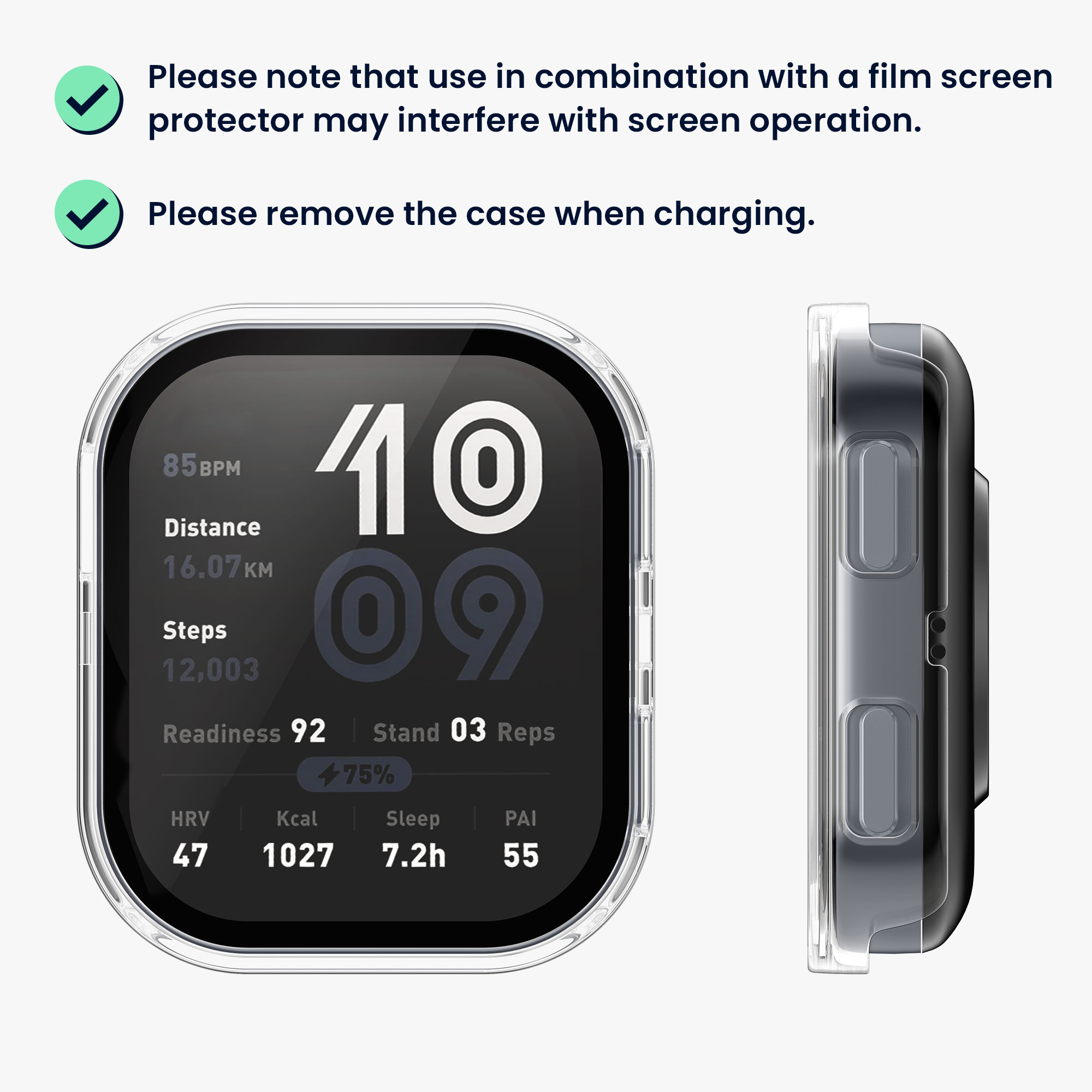 2x obal s ochranným sklem pro Amazfit Bip 6 kwmobile - transparentní / černá