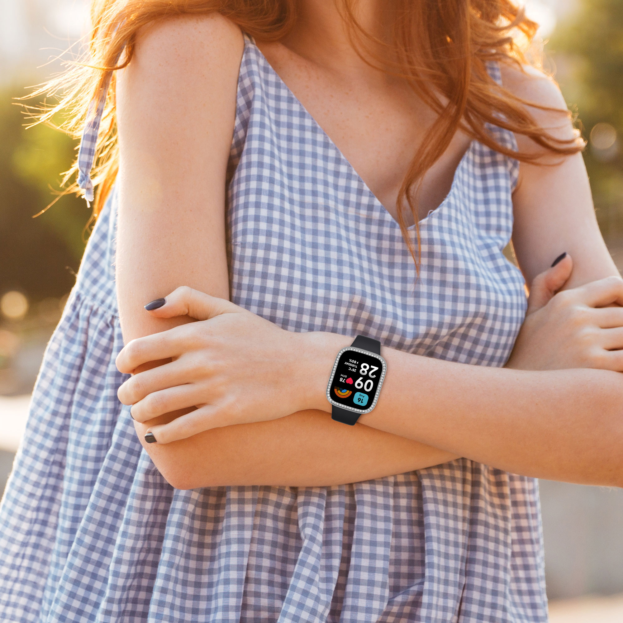 kwmobile ochranný rámeček na chytré hodinky Redmi Watch 3 Active / Redmi Watch 3 Lite - černá / stříbrná
