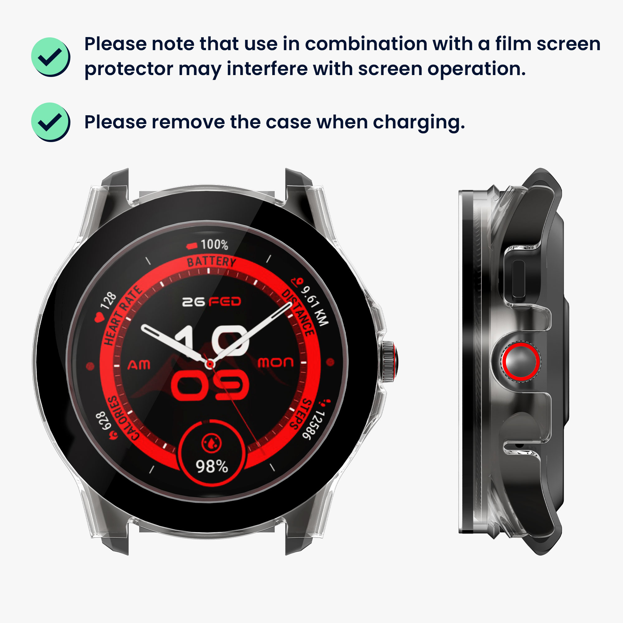 Ochranný kryt se sklem na hodinky Ticwatch Pro 5 Enduro kwmobile - černá/transparentní