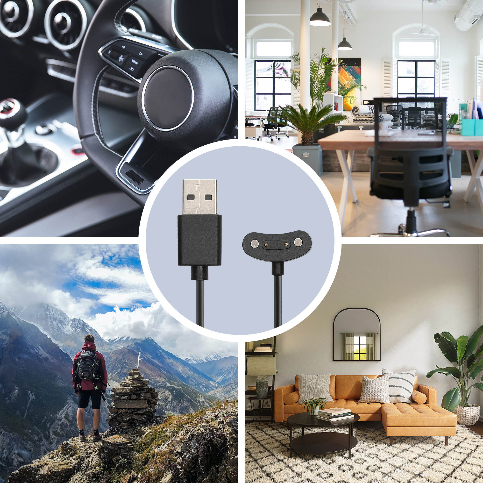 Nabíjecí kabel pro chytré hodinky Ticwatch Pro 5 Enduro / Pro 3 / E3 / Atlas kwmobile - černá