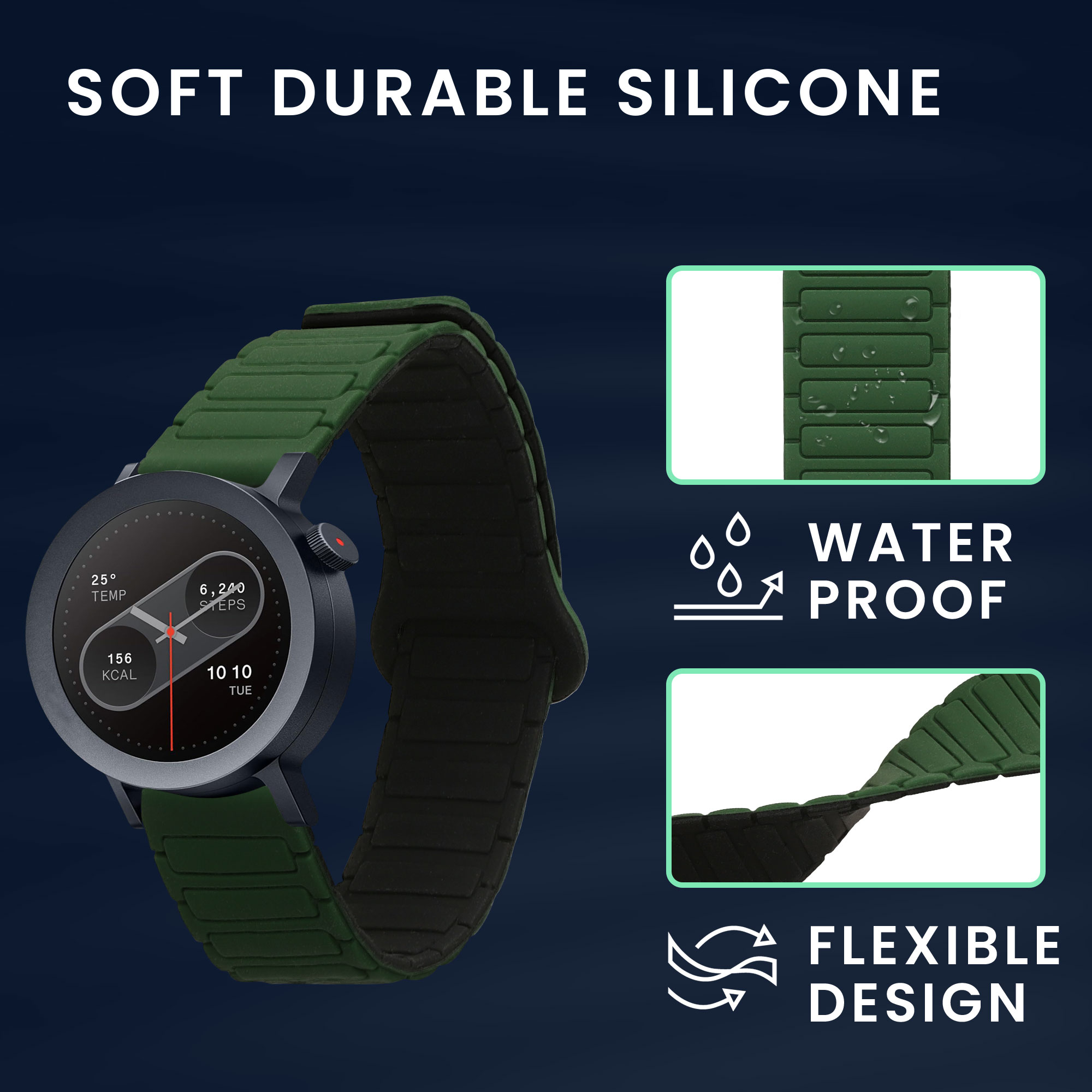 Řemínek na hodinky kwmobile silikonový pro CMF Watch Pro 2 / Watch Pro 1, tmavě zelená