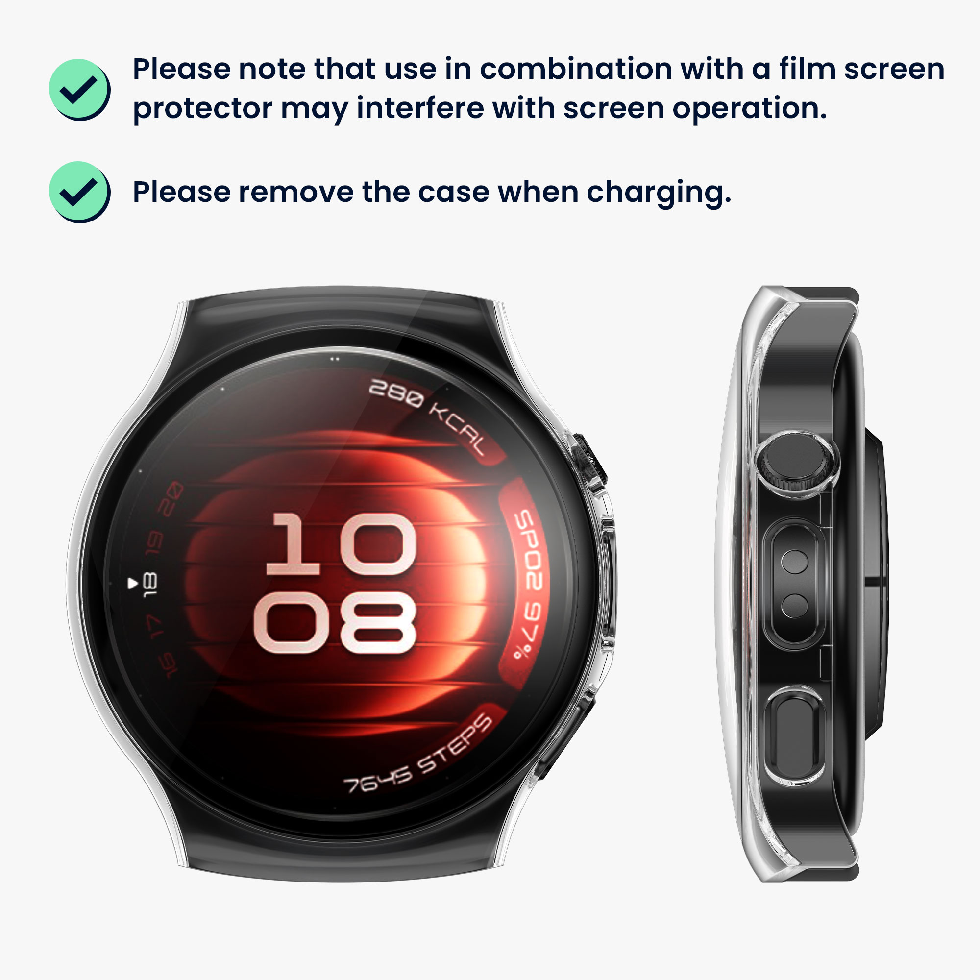 Ochranný kryt hodinky Huawei Watch 5 42mm tvrzené sklo sada 2 ks černá/průhledná kwmobile