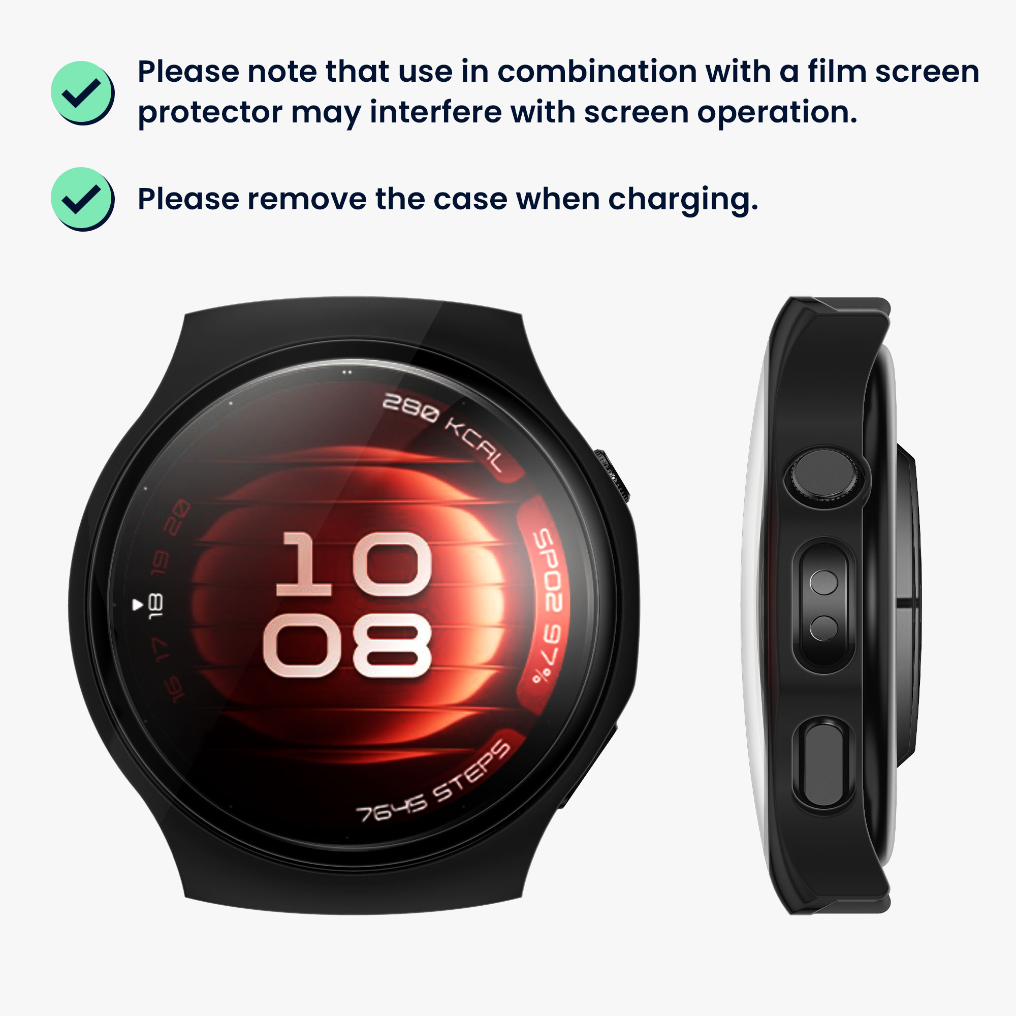 Ochranný kryt hodinky Huawei Watch 5 42mm tvrzené sklo sada 2 ks černá/stříbrná kwmobile