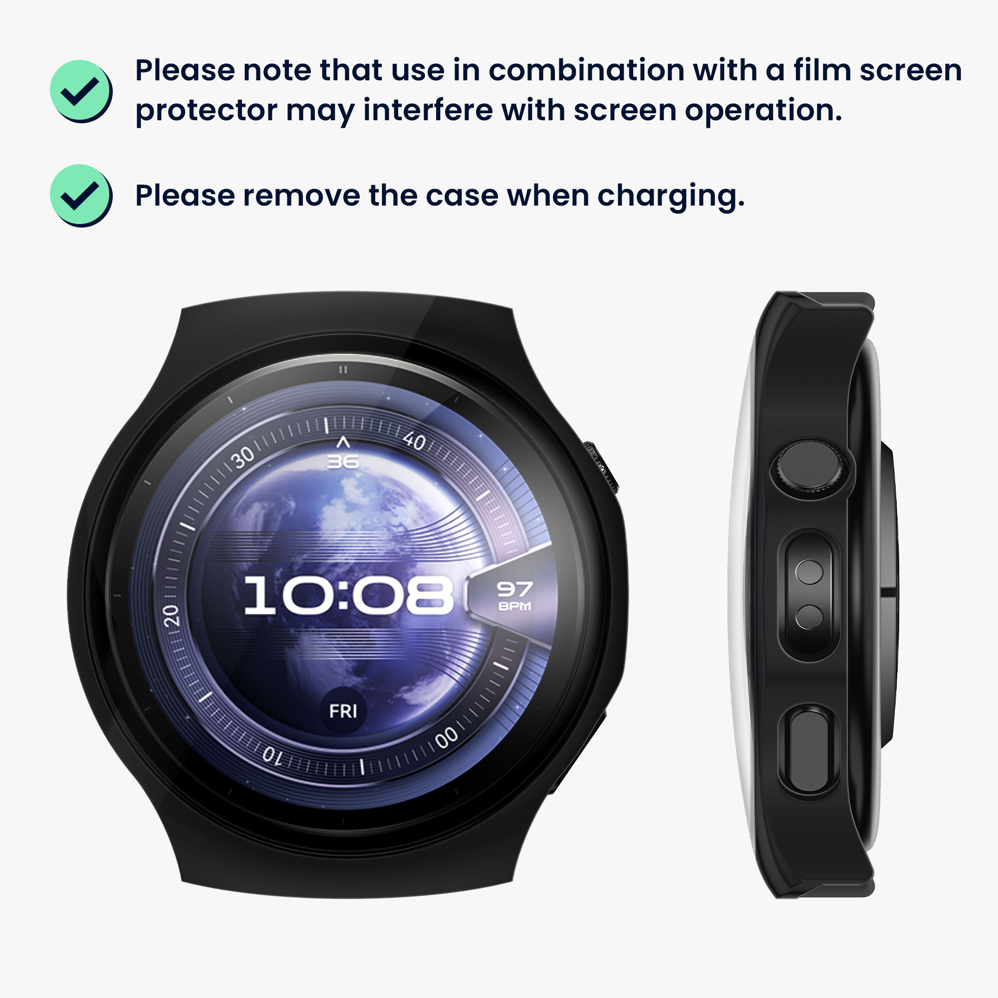 Ochranný kryt hodinky Huawei Watch 5 46mm tvrzené sklo sada 2 ks černá/stříbrná kwmobile