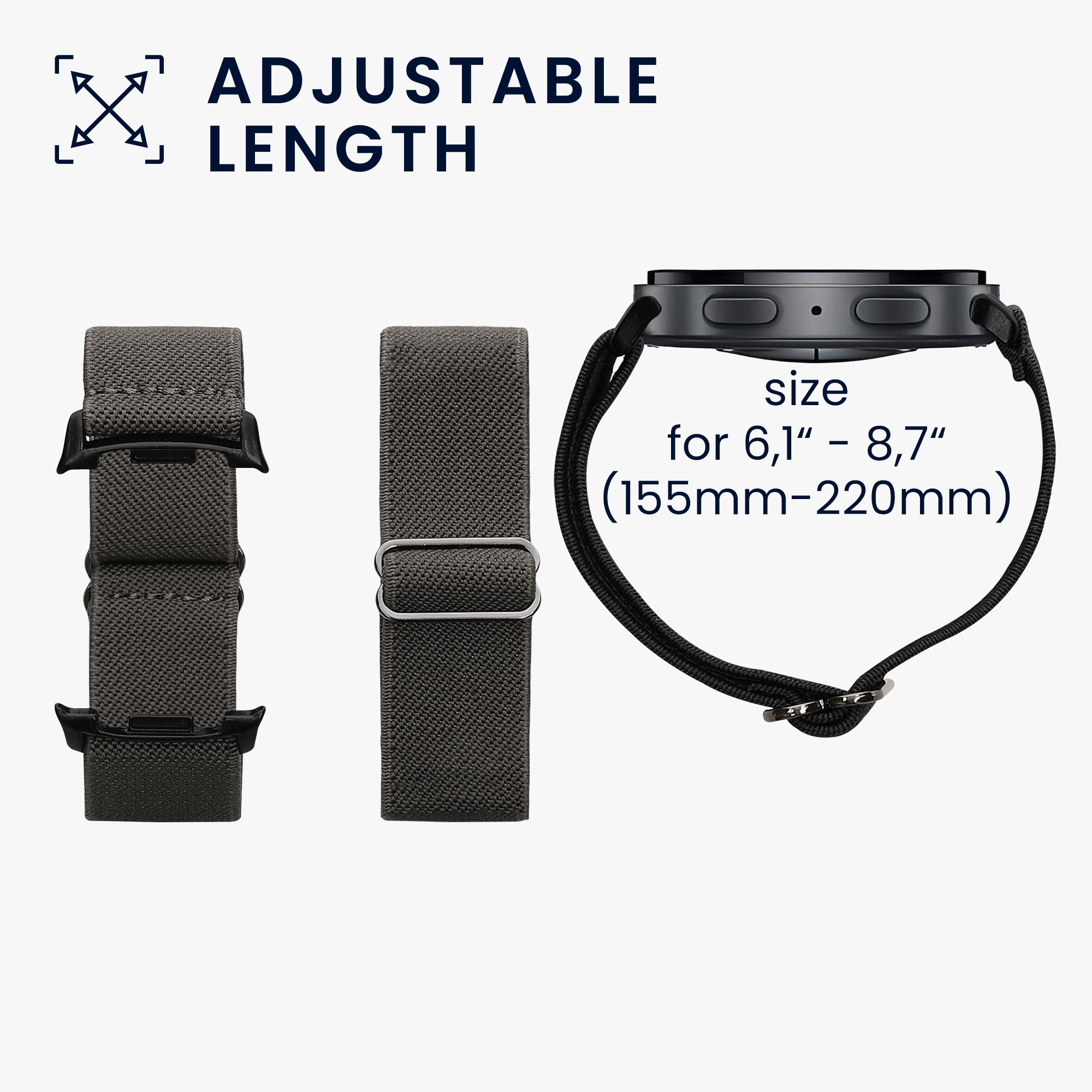 2x nylonový řemínek pro Samsung Galaxy Watch 8 / Galaxy Watch 8 Classic 46mm kwmobile nylonové - černá / tmavě šedá