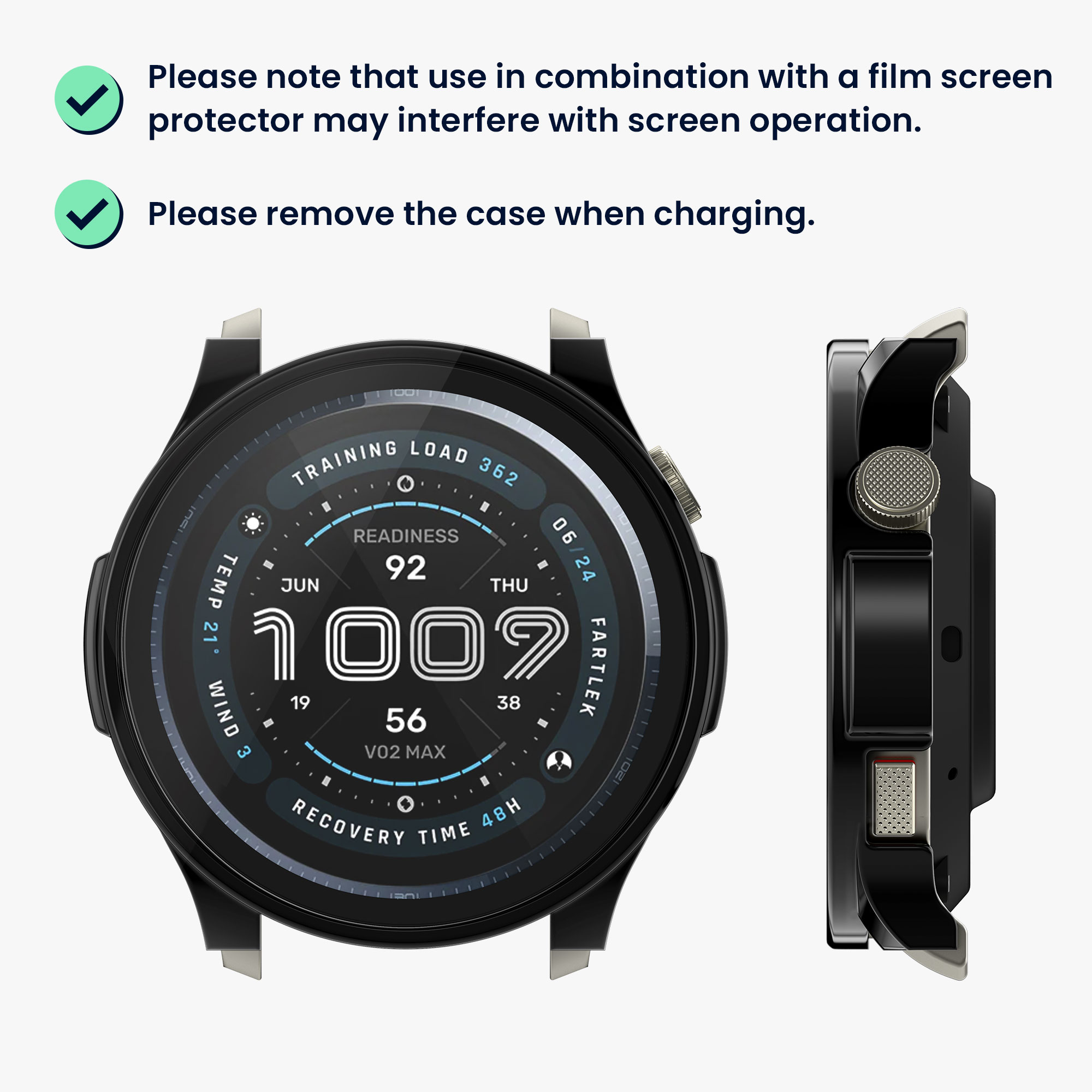 Sada 2 krytů s ochranou displeje pro Amazfit Balance 2 A2429 kwmobile - černá a bílá