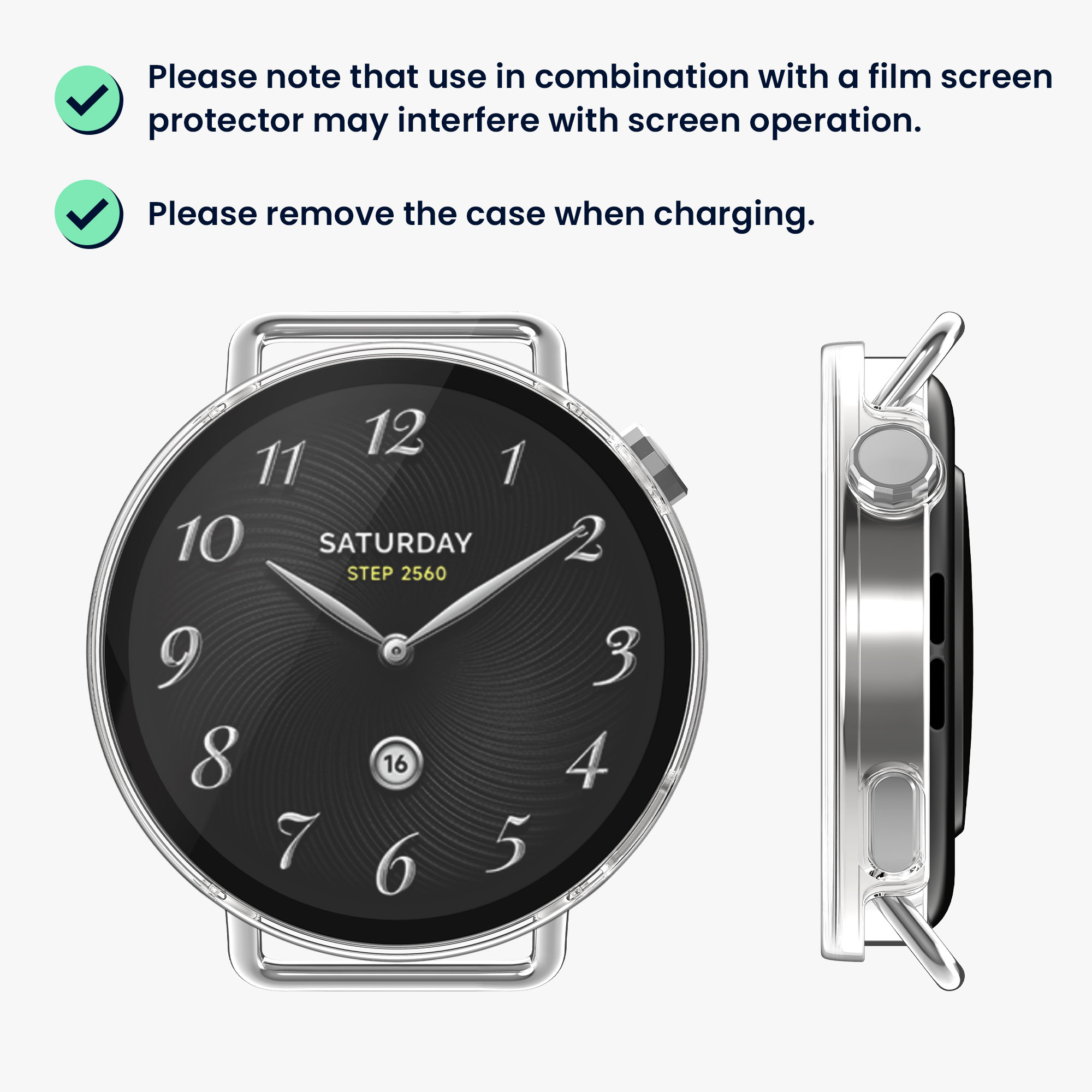 Ochranný kryt se sklem na hodinky kwmobile pro Xiaomi Watch S4 41mm, transparentní / černá, 2 ks