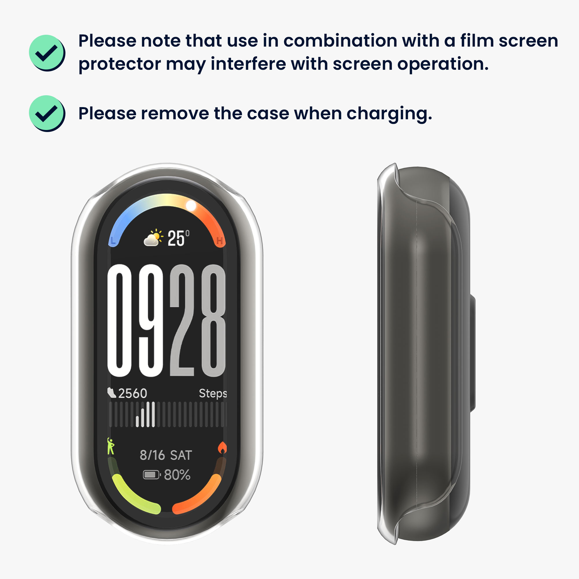 Kryt s tvrzeným sklem pro Xiaomi Mi Band 10 / Smart Band 10, 2 ks kwmobile ‑ čirá / černá
