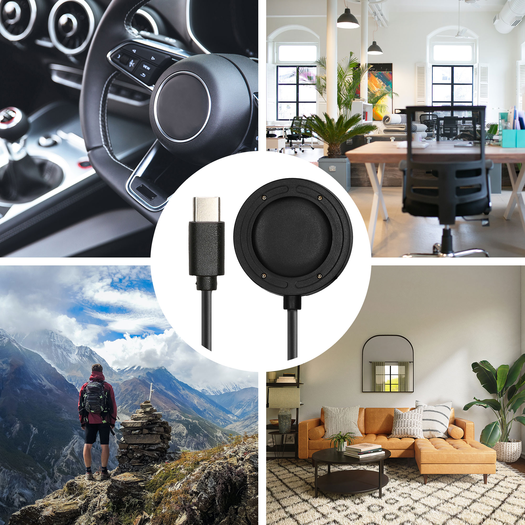 USB-C nabíjecí kabel pro chytré hodinky pro Suunto Run GPS kwmobile - černá