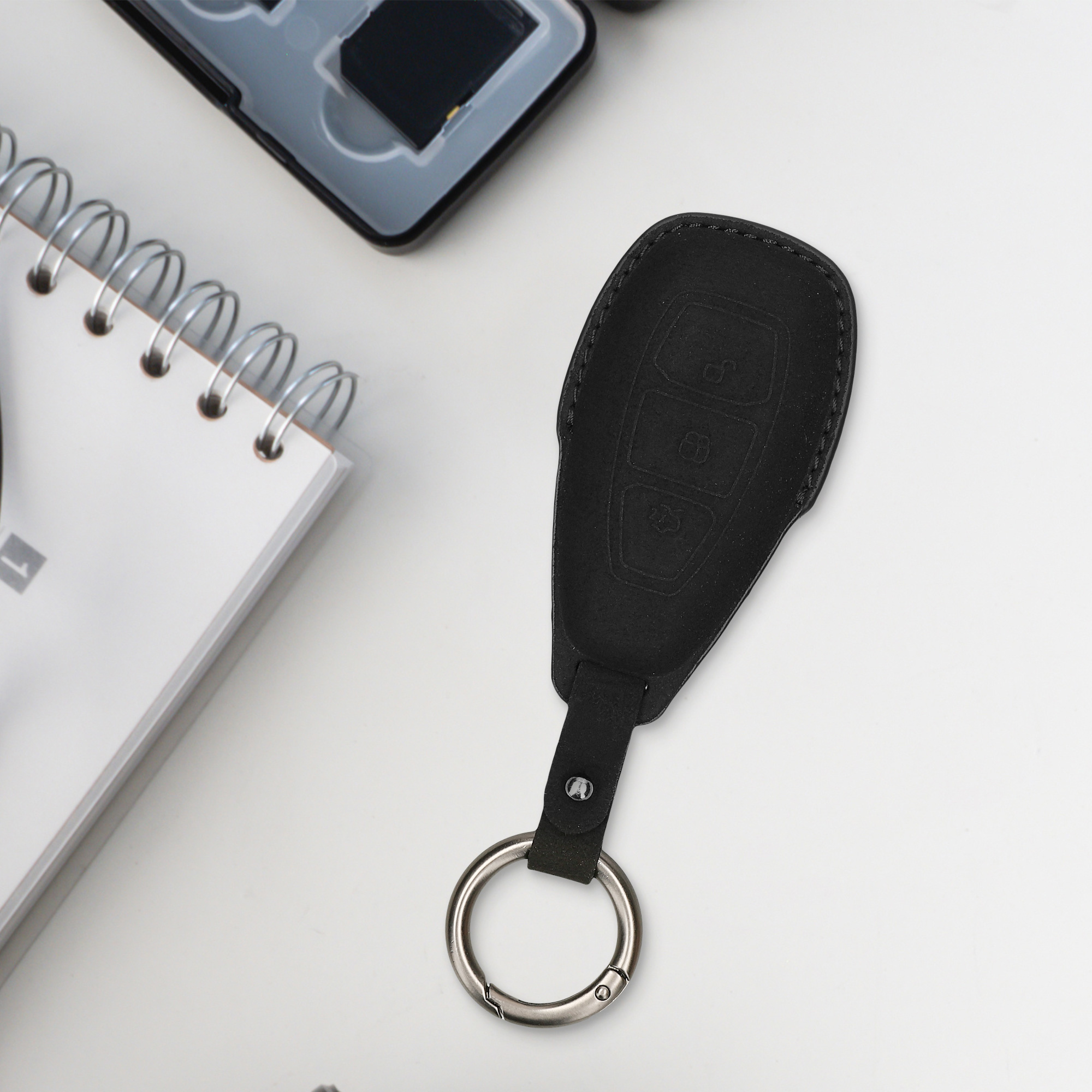 Kryt klíče Ford 3 tlačítka Keyless Go kwmobile matná černá pu kůž