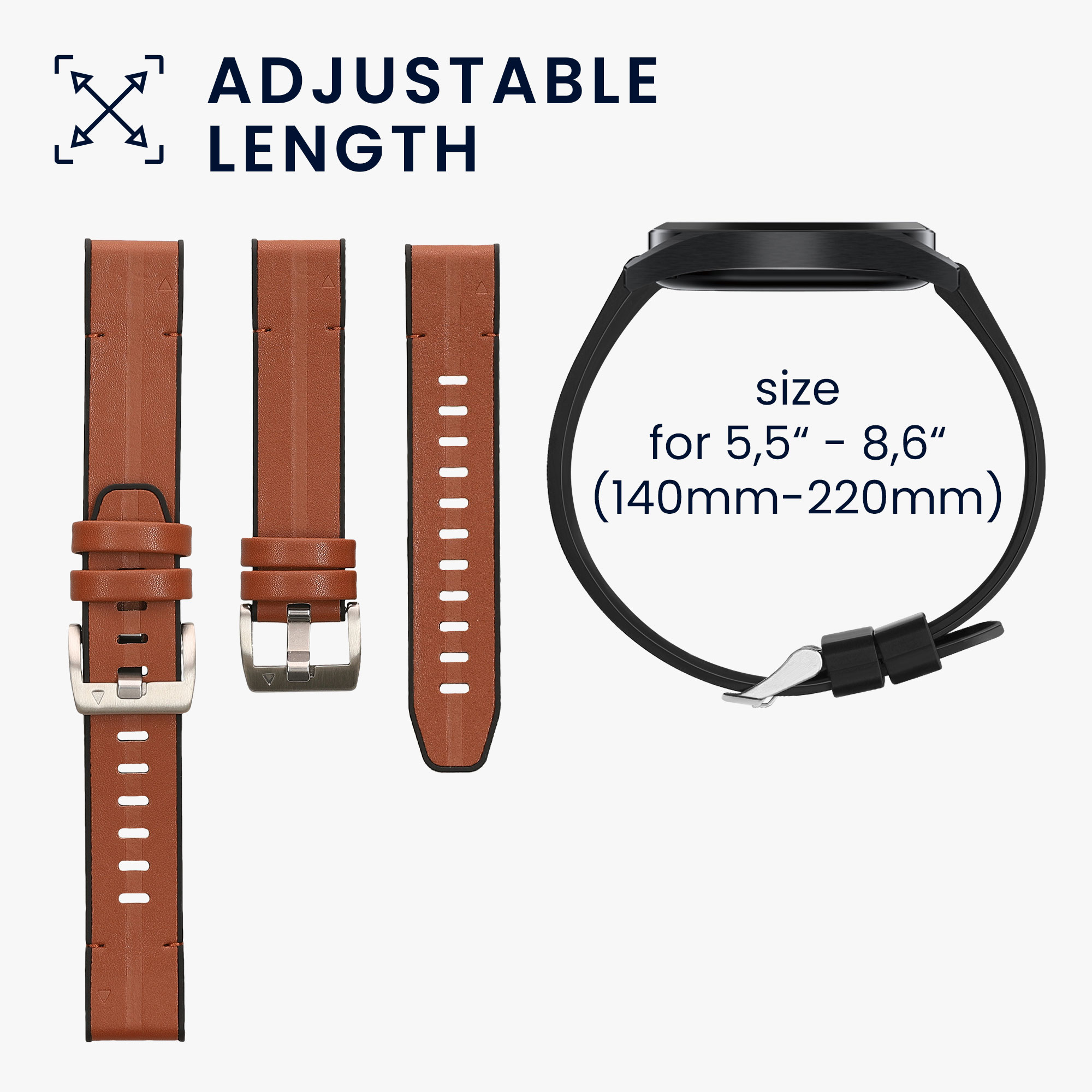 Řemínek Garmin 22mm Fenix 8 47mm/Tactix 8 47mm/Instinct 45mm... 22mm kwmobile TPU hnědý/černý