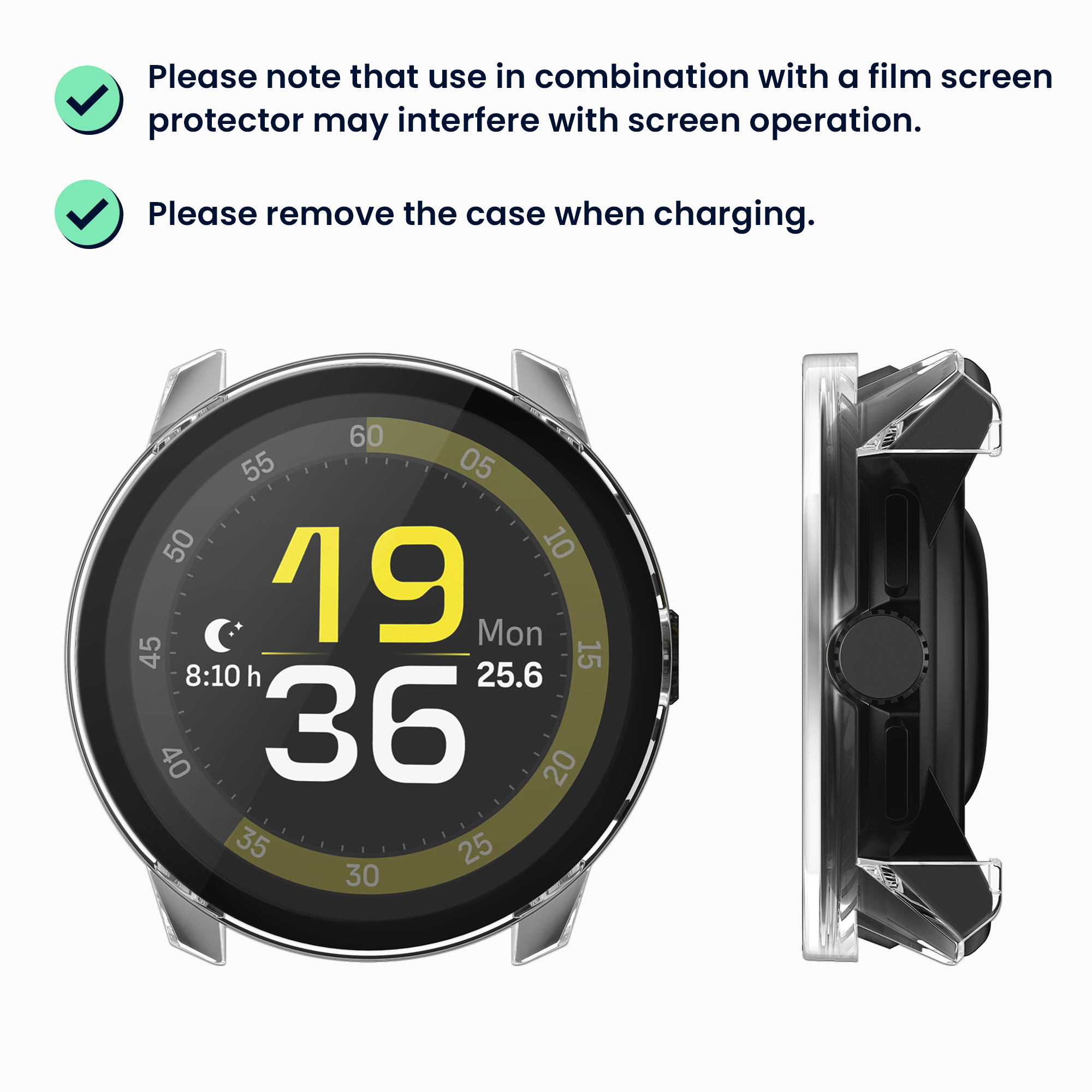 2x Ochranná fólie Suunto Run GPS kwmobile - černá / transparentní