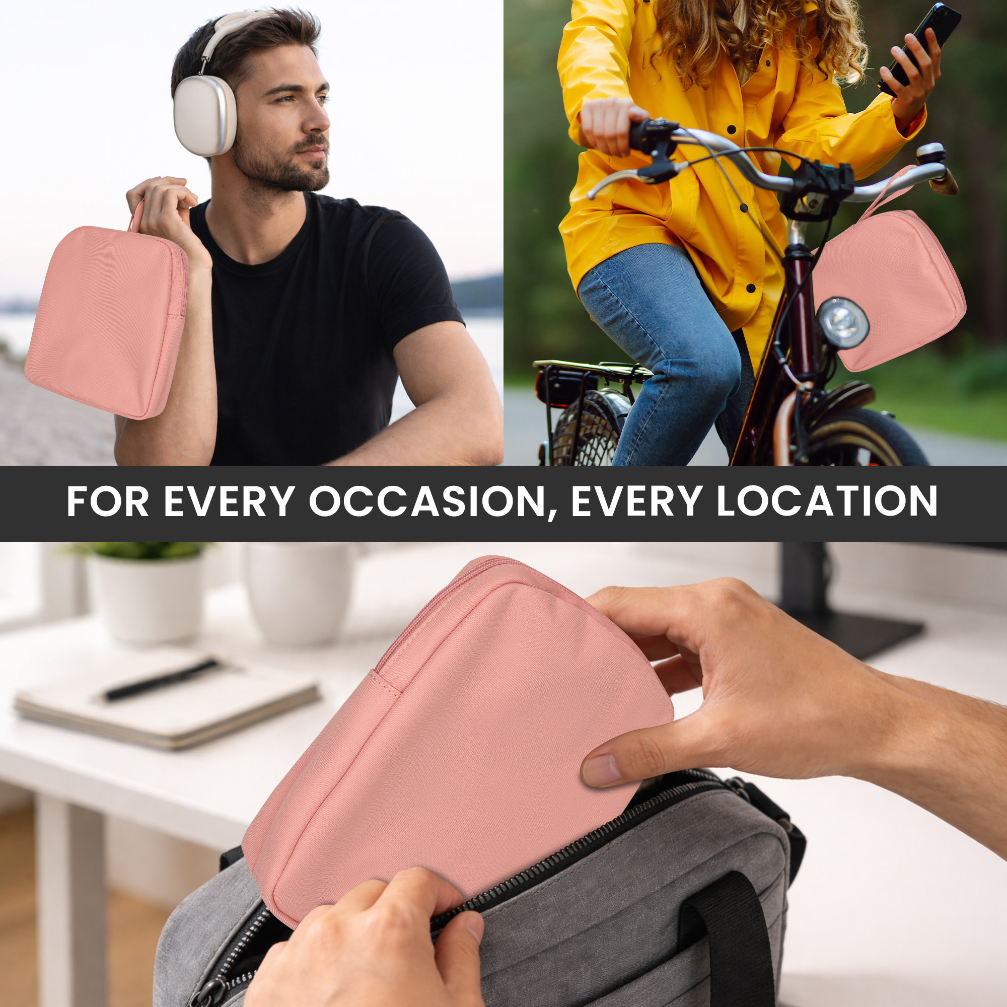 Cestovní pouzdro pro náhlavní sluchátka Apple AirPods Max / AirPods Max 2 kwmobile - starorůžová