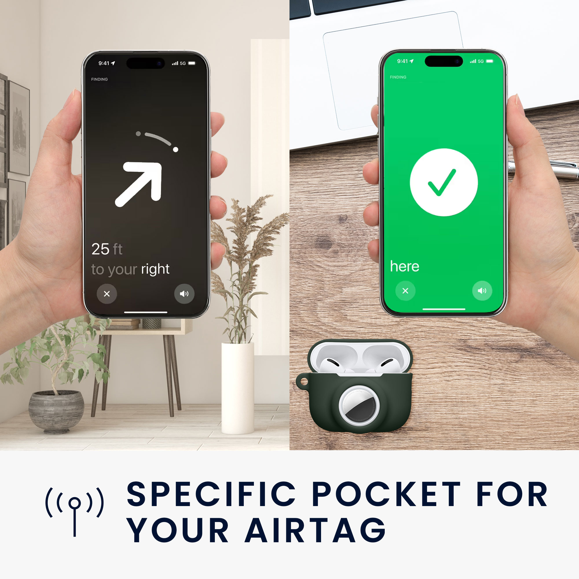 Obal pro Apple Airpods Pro 3 kwmobile s karabinou silikonové - tmavě zelená