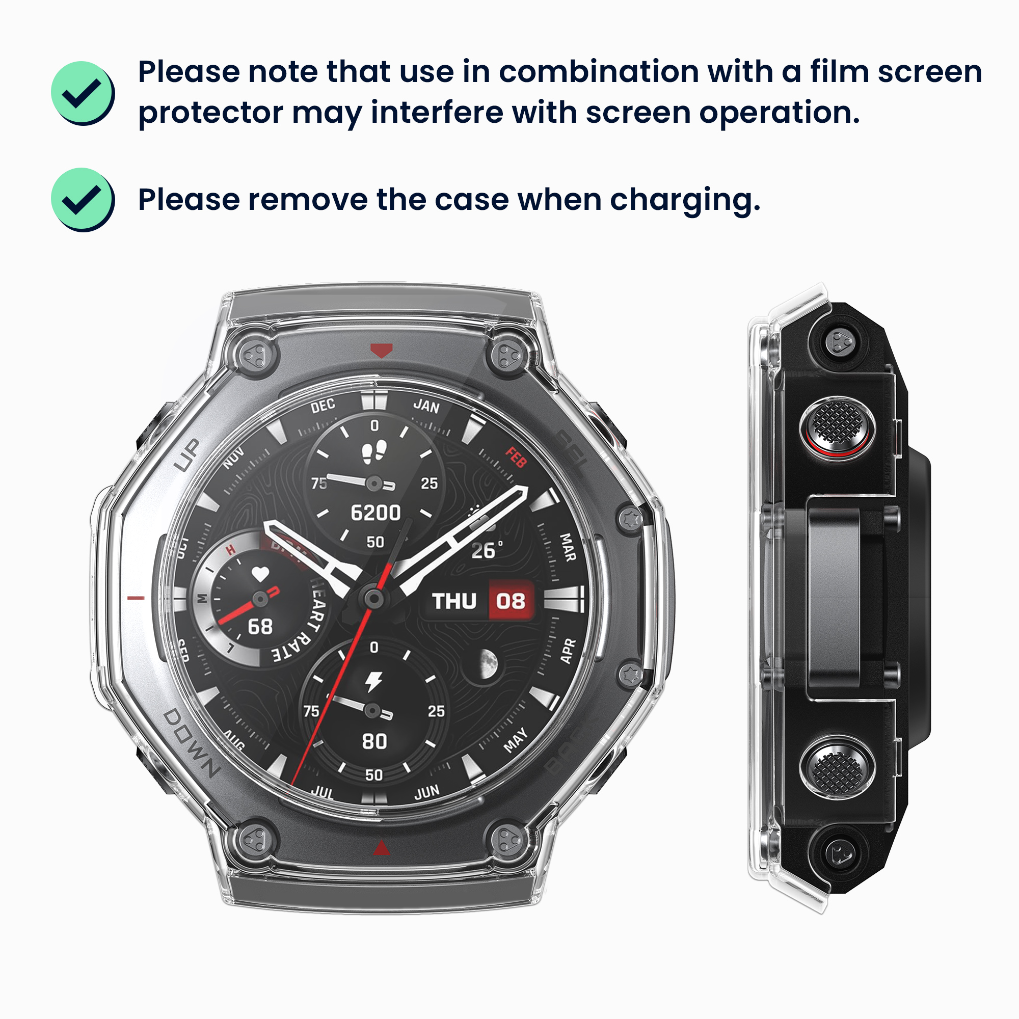 2x obal s ochranným sklem pro Amazfit T-Rex 3 kwmobile - transparentní / černá