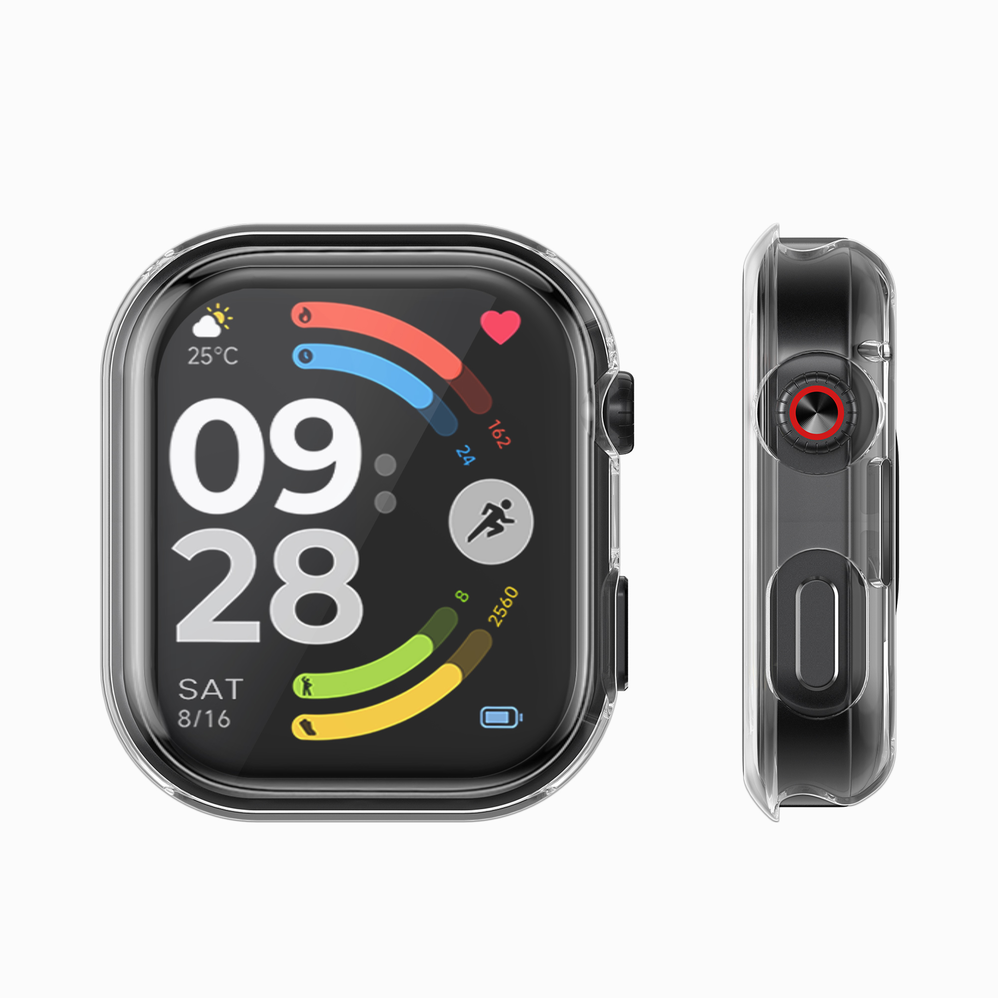2x obal s ochranným sklem pro Xiaomi Redmi Watch 6 kwmobile silikonové - transparentní / černá
