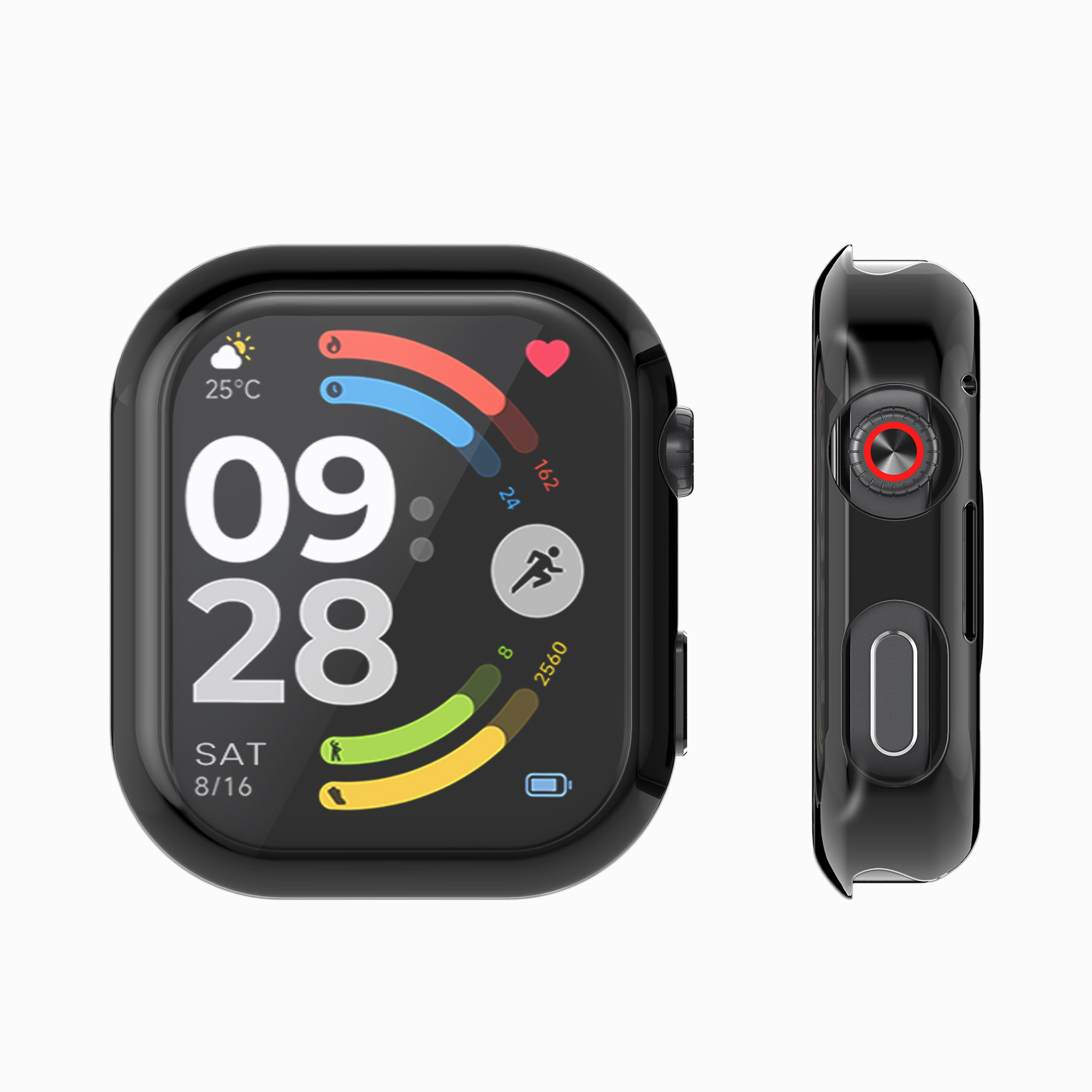 2x obal s ochranným sklem pro Xiaomi Redmi Watch 6 kwmobile silikonové - černá / stříbrná
