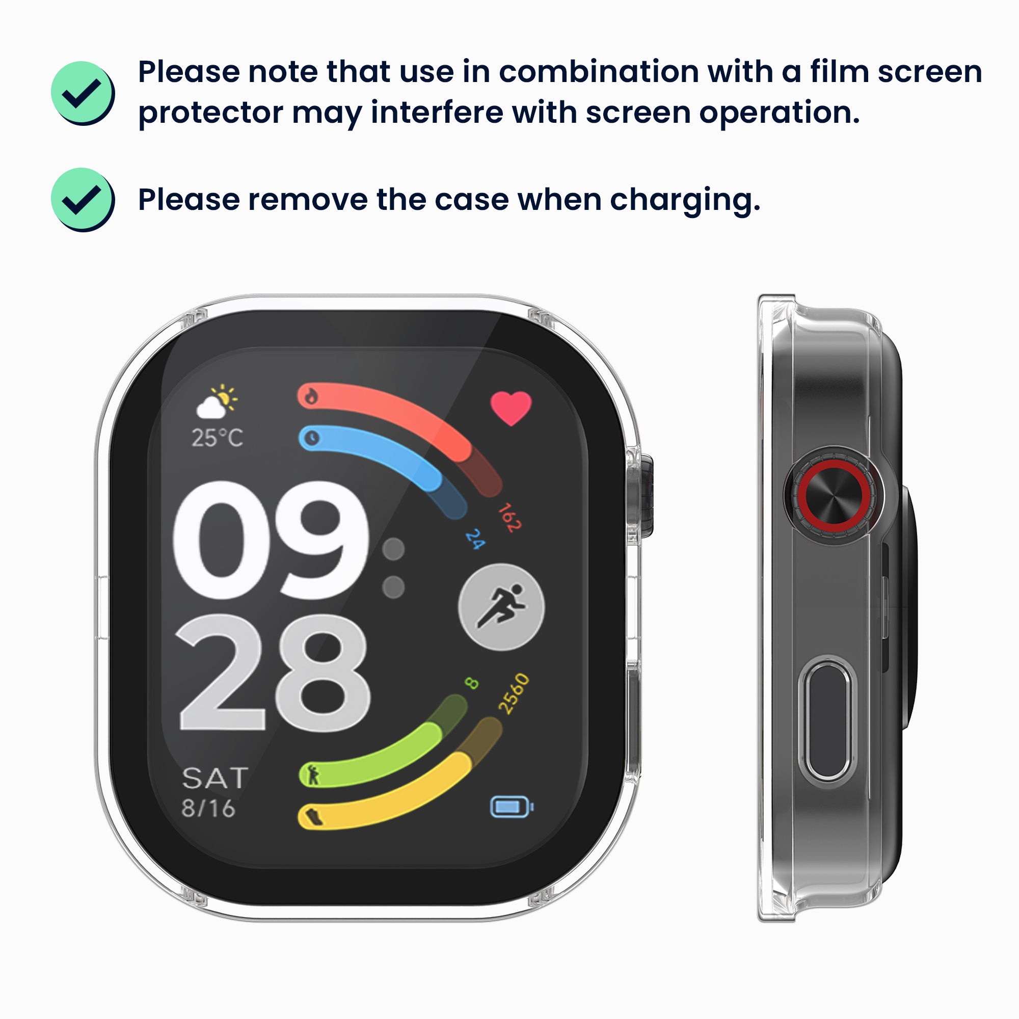 2x obal s ochranným sklem pro Xiaomi Redmi Watch 6 kwmobile - transparentní / černá