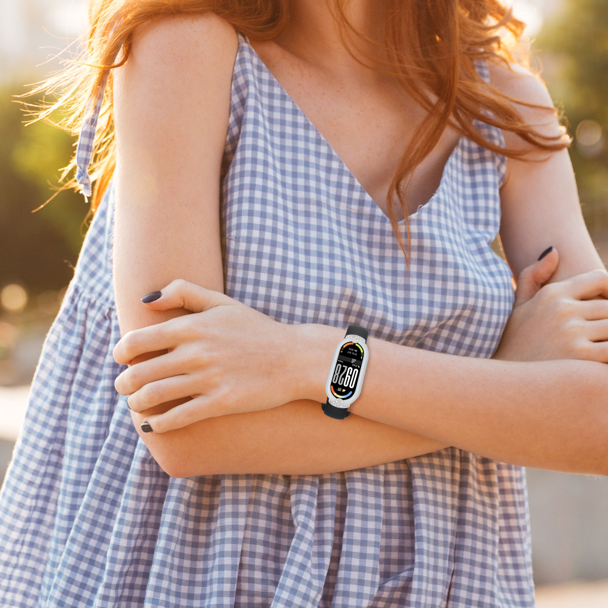 Ochranné rámečky s třpytkami pro Xiaomi Mi Band 10 / Mi Band 9 / 8 kwmobile sada 2 ks - pastelově zelená / světle modrá