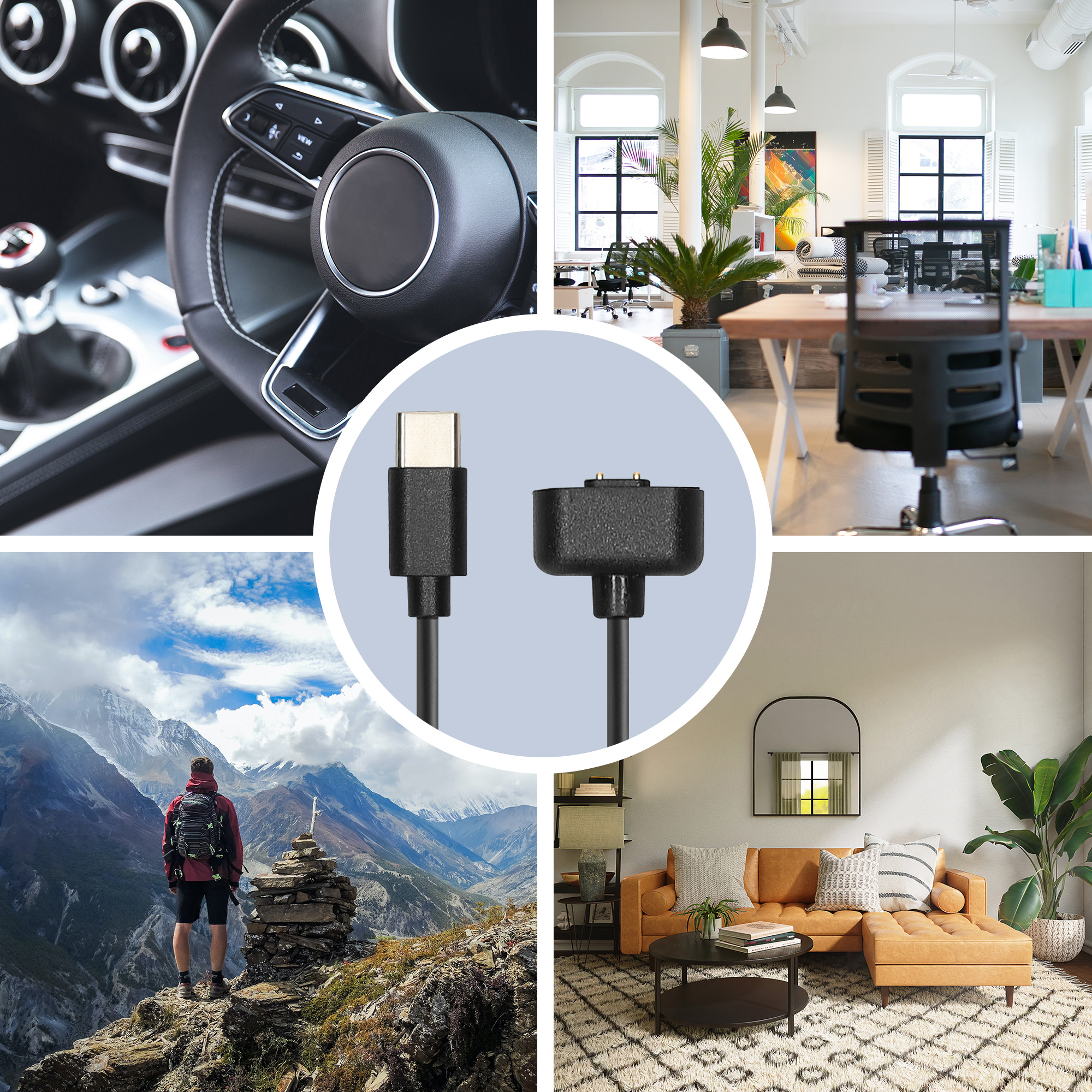 USB-C nabíjecí kabel pro chytré hodinky pro Amazfit Band 7 kwmobile - černá
