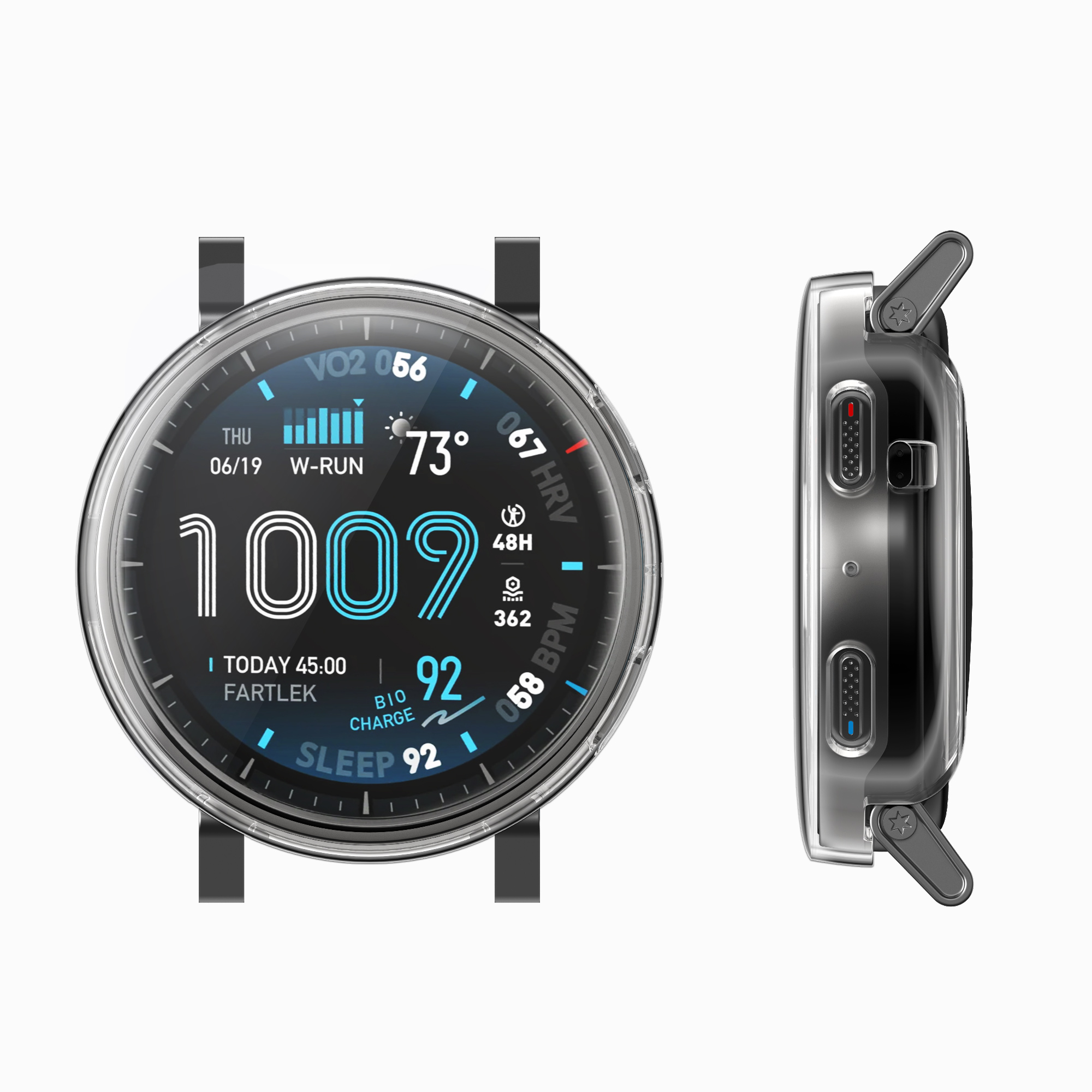2x obal s ochranným sklem pro Amazfit Active Max A2557 kwmobile silikonové - stříbrná / transparentní