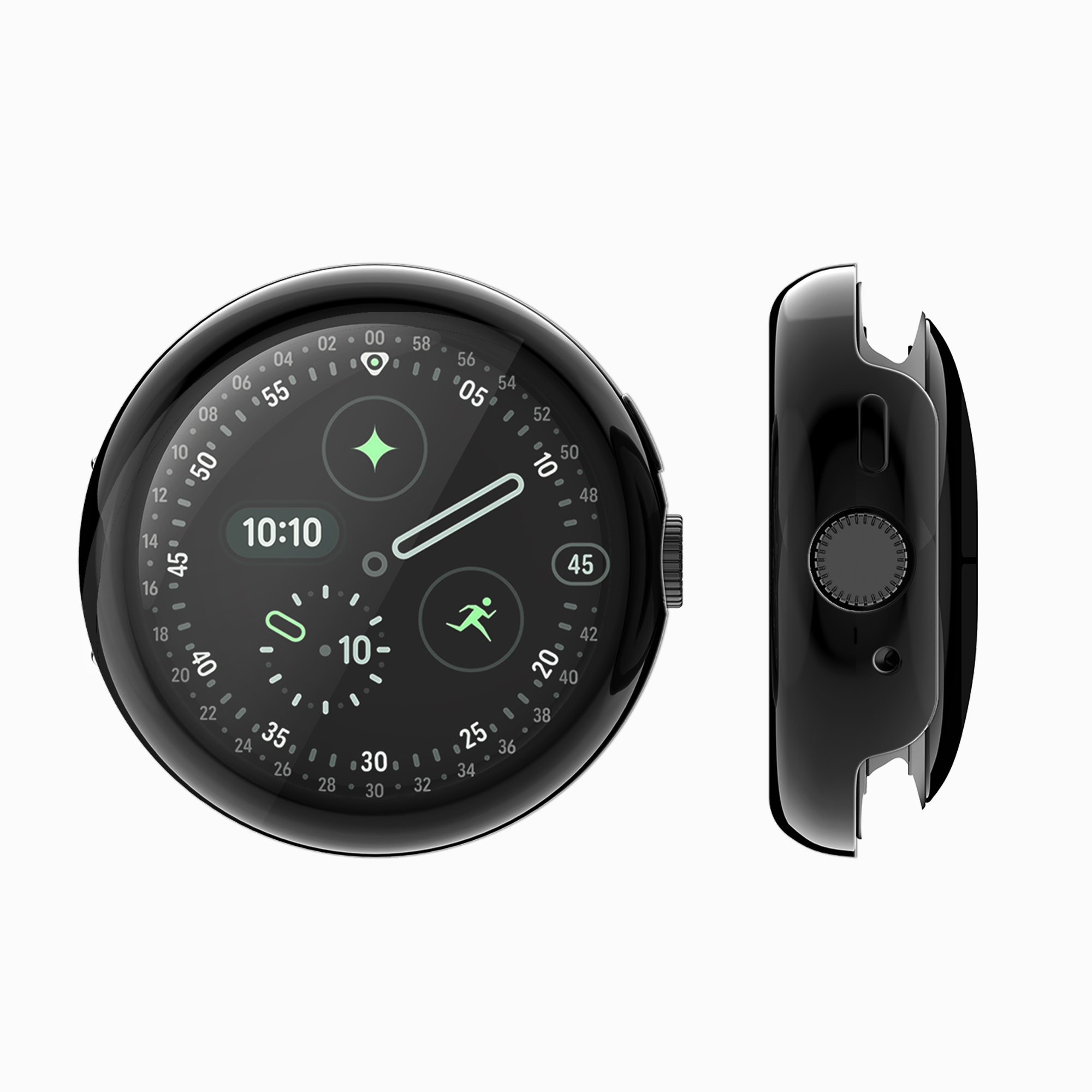 2x obal s ochranným sklem pro Google Pixel Watch 4 45mm kwmobile silikonové - černá / stříbrná