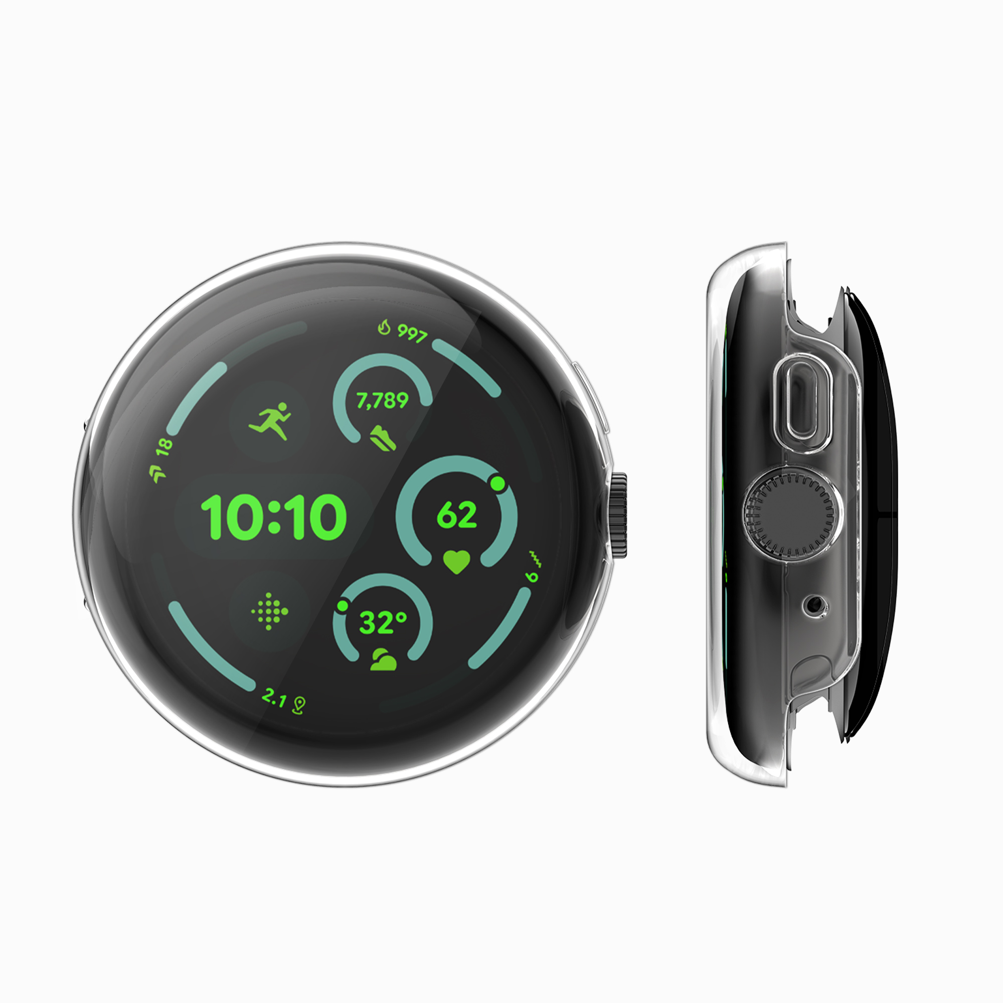 2x obal s ochranným sklem pro Google Pixel Watch 4 41mm kwmobile silikonové - transparentní / růžové zlato