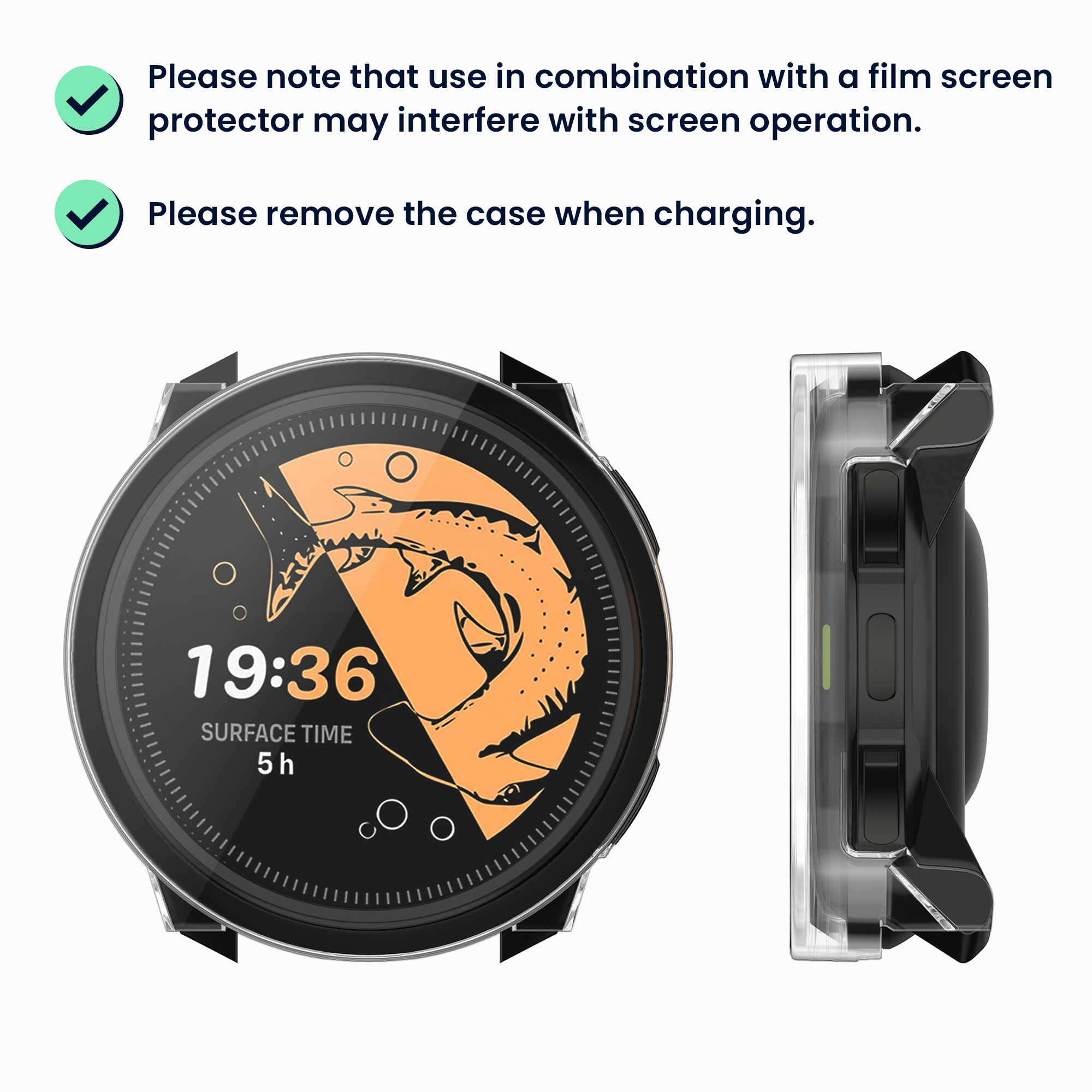 2x obal s ochranným sklem pro Suunto Nautic S kwmobile - černá / transparentní