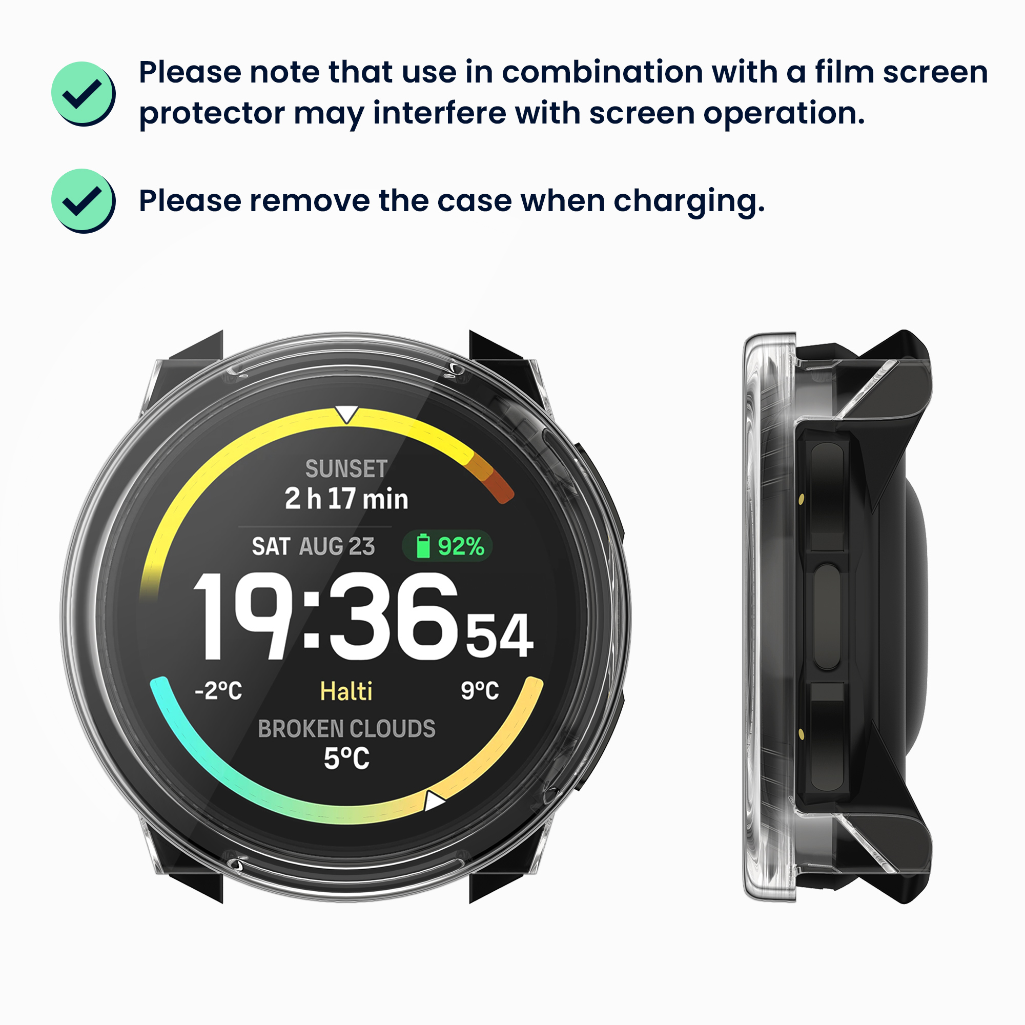 2x obal s ochranným sklem pro Suunto Vertical 2 kwmobile - černá / transparentní