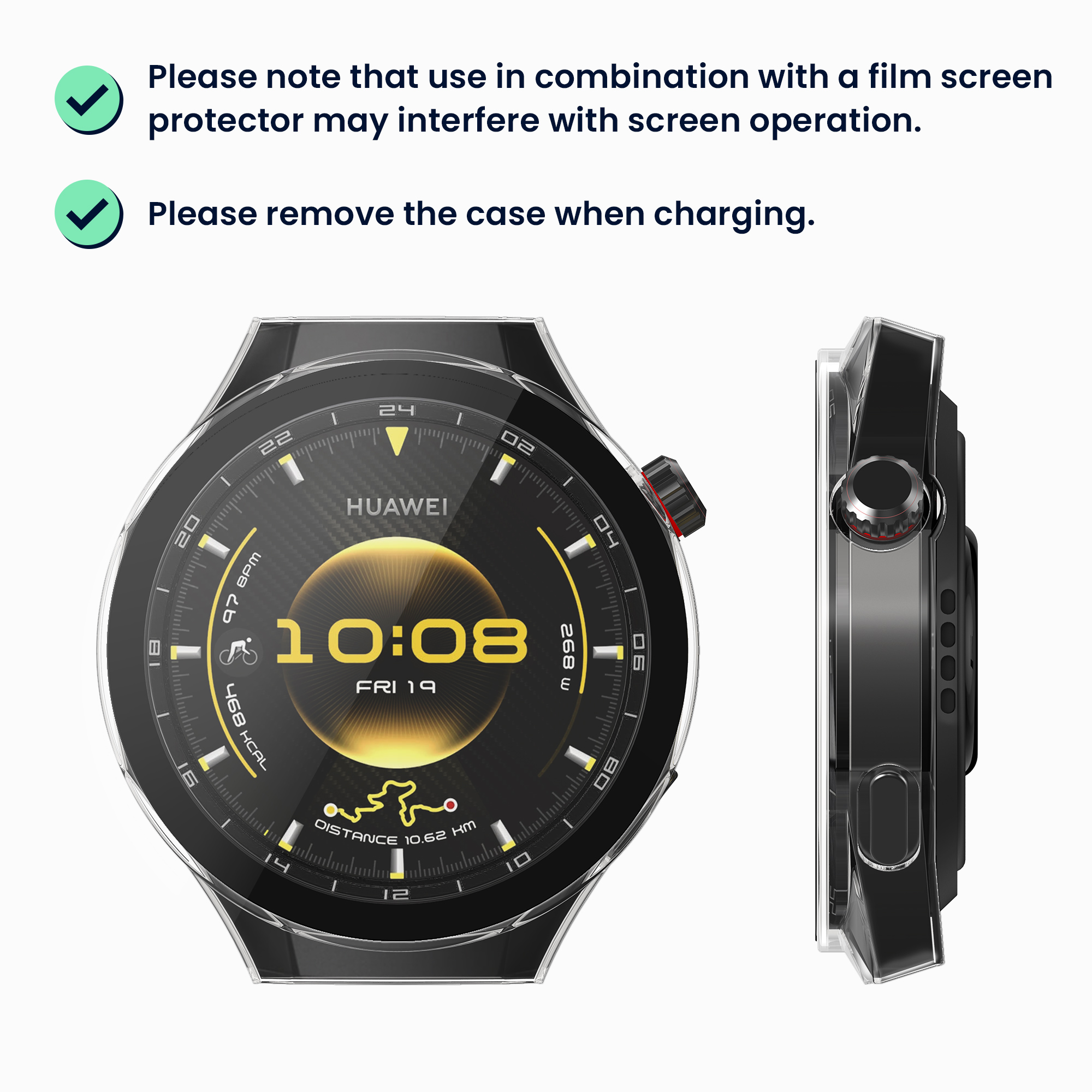 2x obal s ochranným sklem pro Huawei Watch GT6 Pro 46mm kwmobile - černá / transparentní