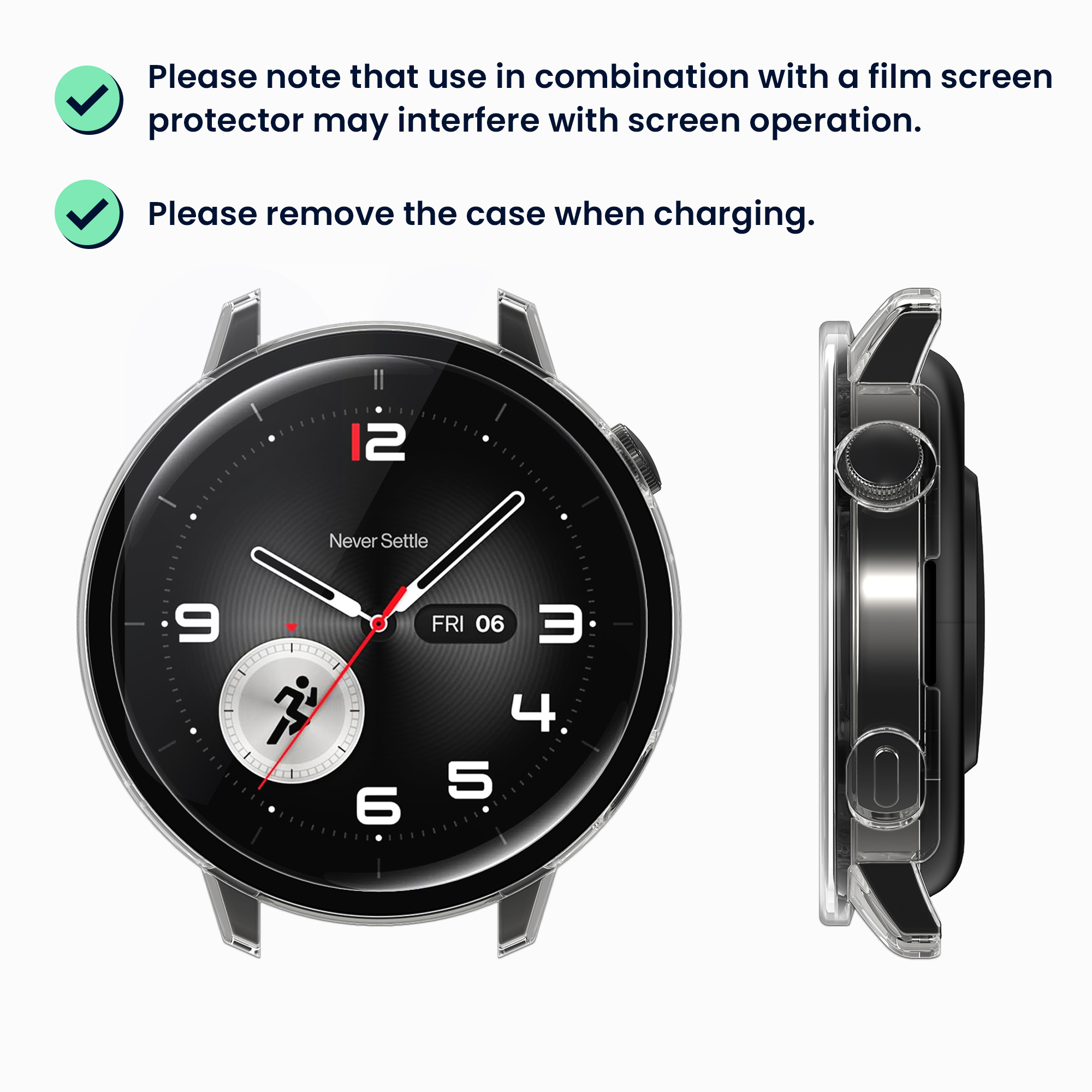 2x obal s ochranným sklem pro OnePlus Watch 4 / Watch 3 / OPPO Watch X3 mini / X2 mini kwmobile - černá / transparentní