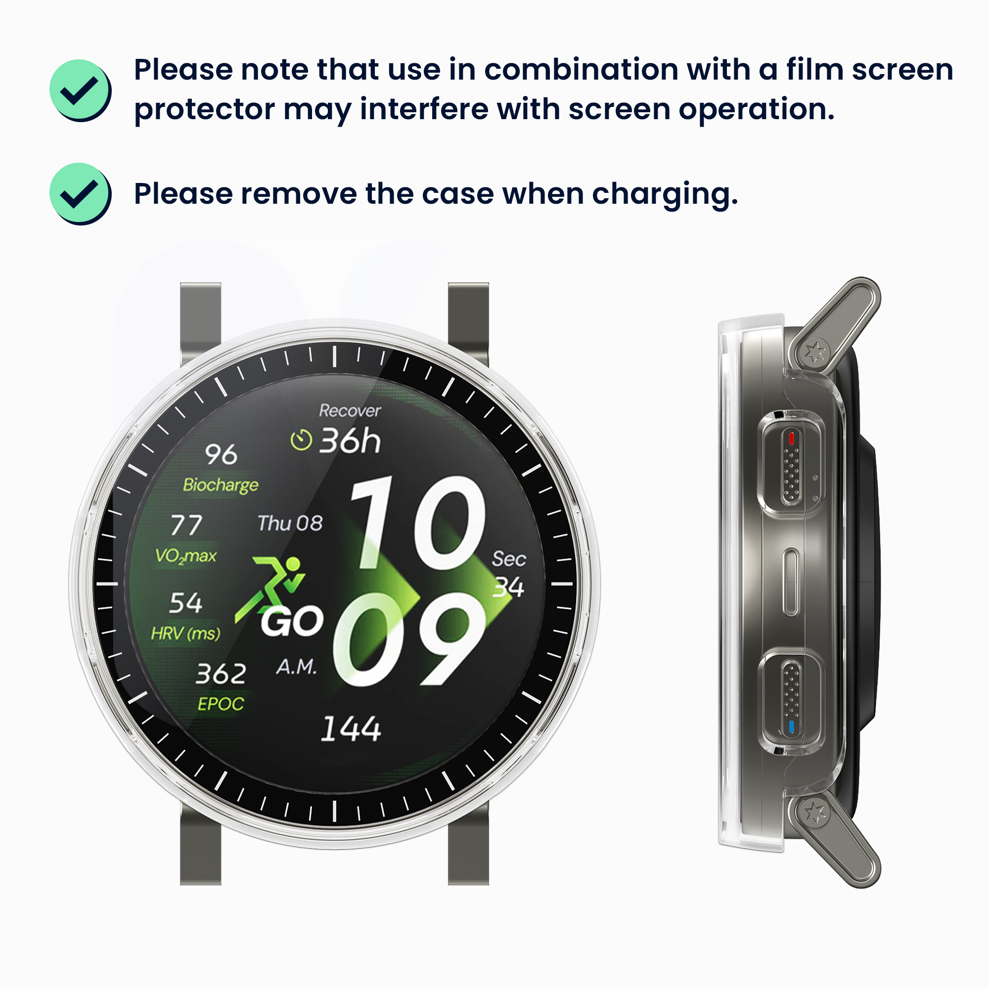 2x obal s ochranným sklem pro Amazfit Active3 Premium kwmobile - černá / transparentní
