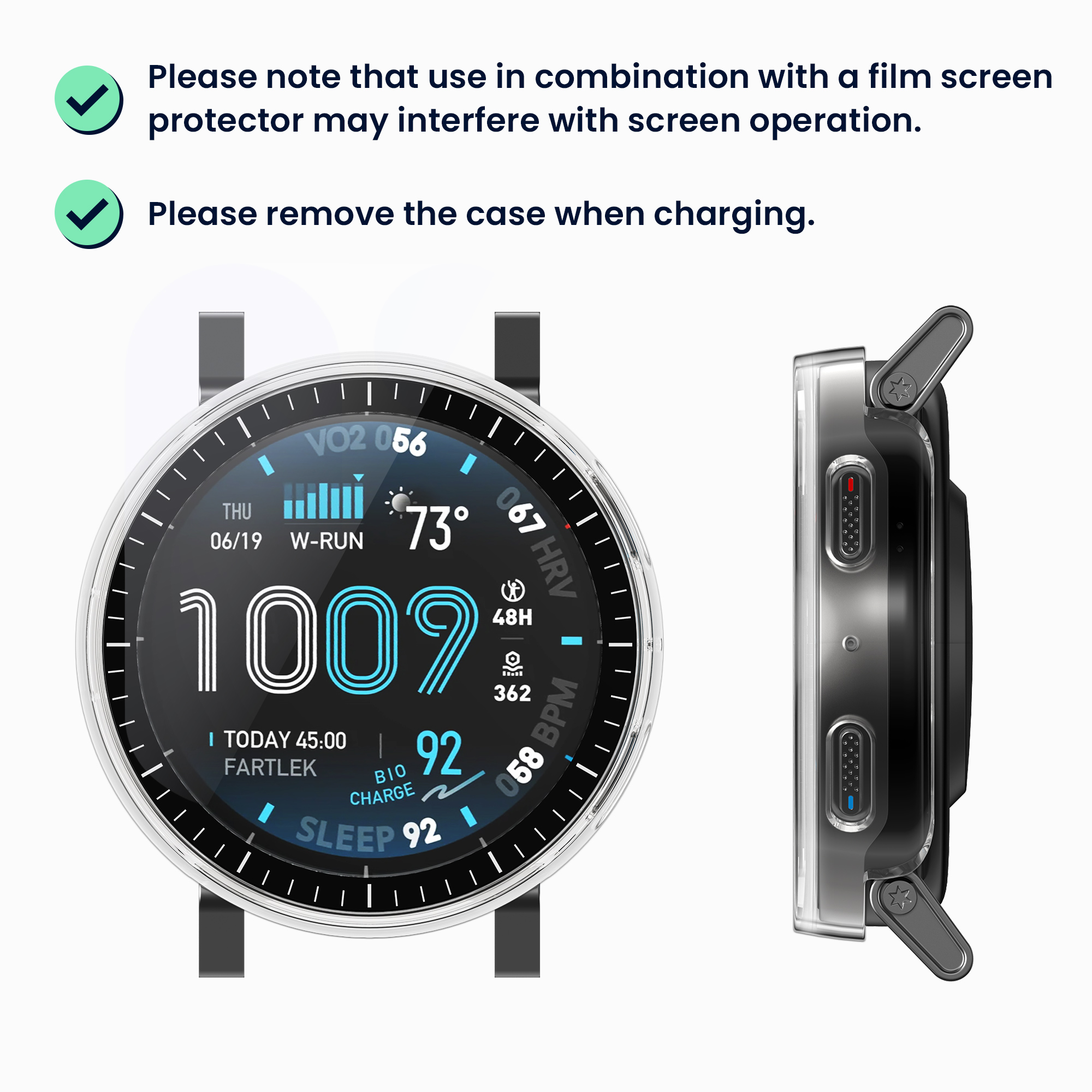 2x obal s ochranným sklem pro Amazfit Active Max A2557 kwmobile - černá / transparentní