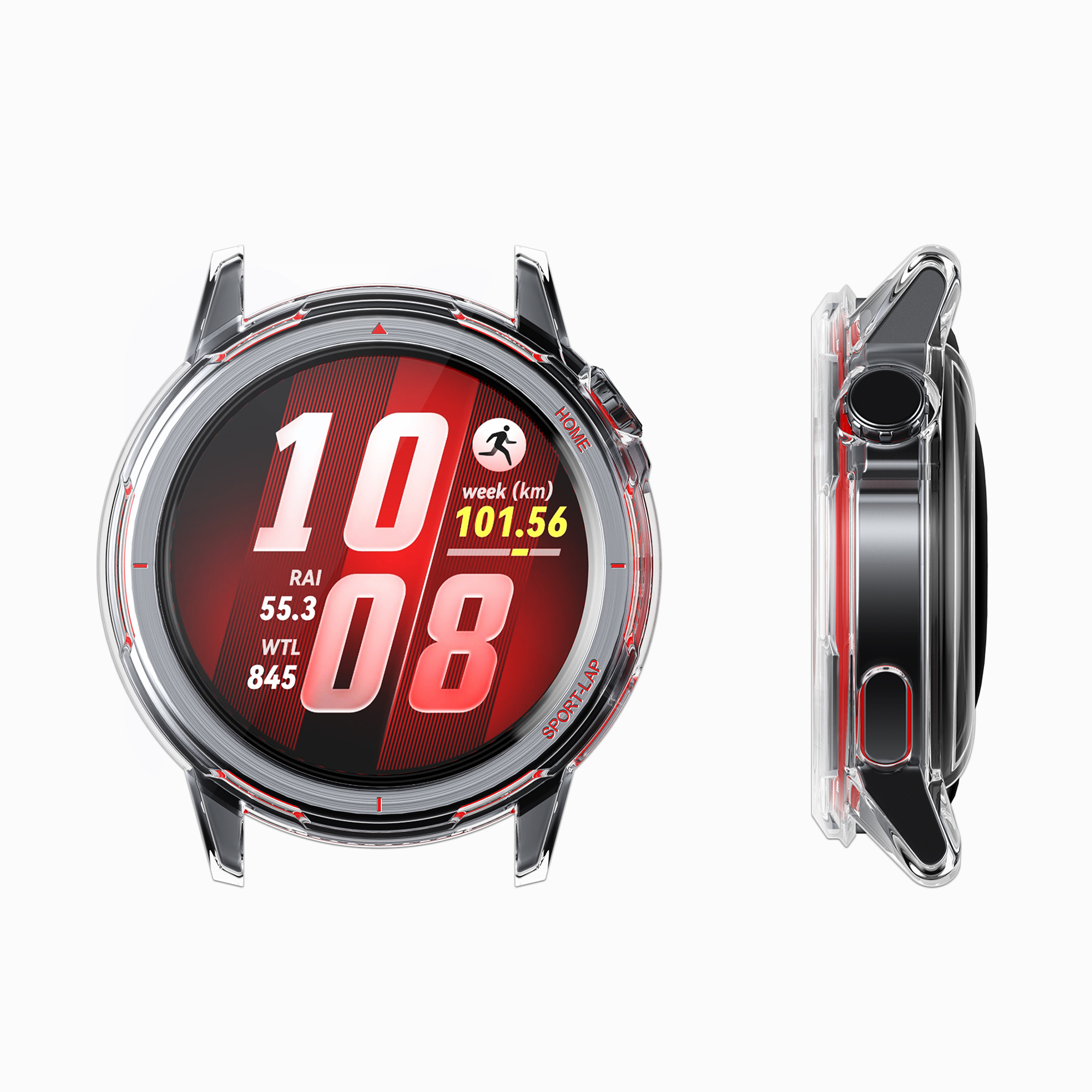 2x obal s ochranným sklem pro Huawei Watch GT Runner 2 kwmobile silikonové - černá / transparentní