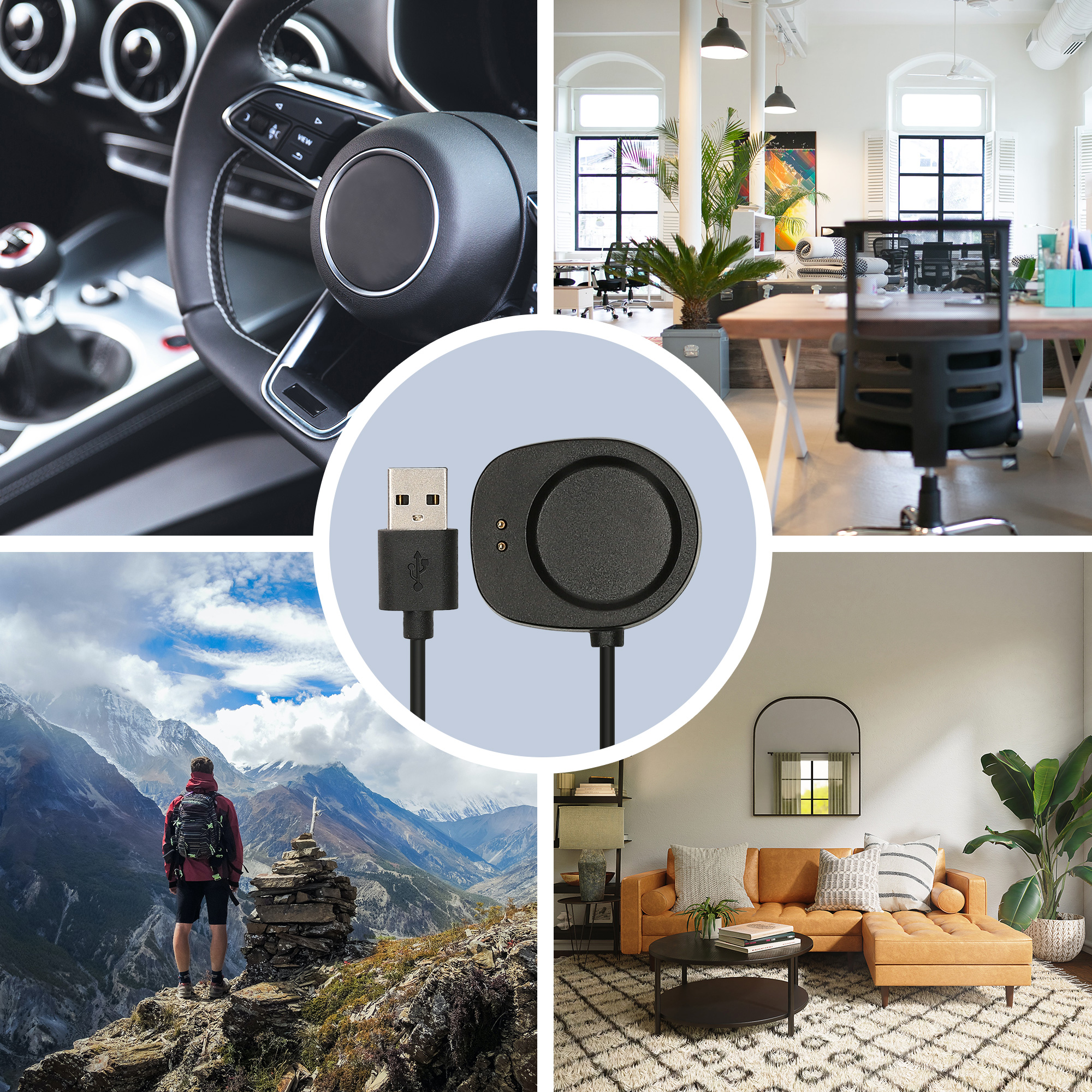 Nabíjecí kabel pro chytré hodinky pro Amazfit Active3 Premium / T-Rex3 PRO / Active Max kwmobile - černá