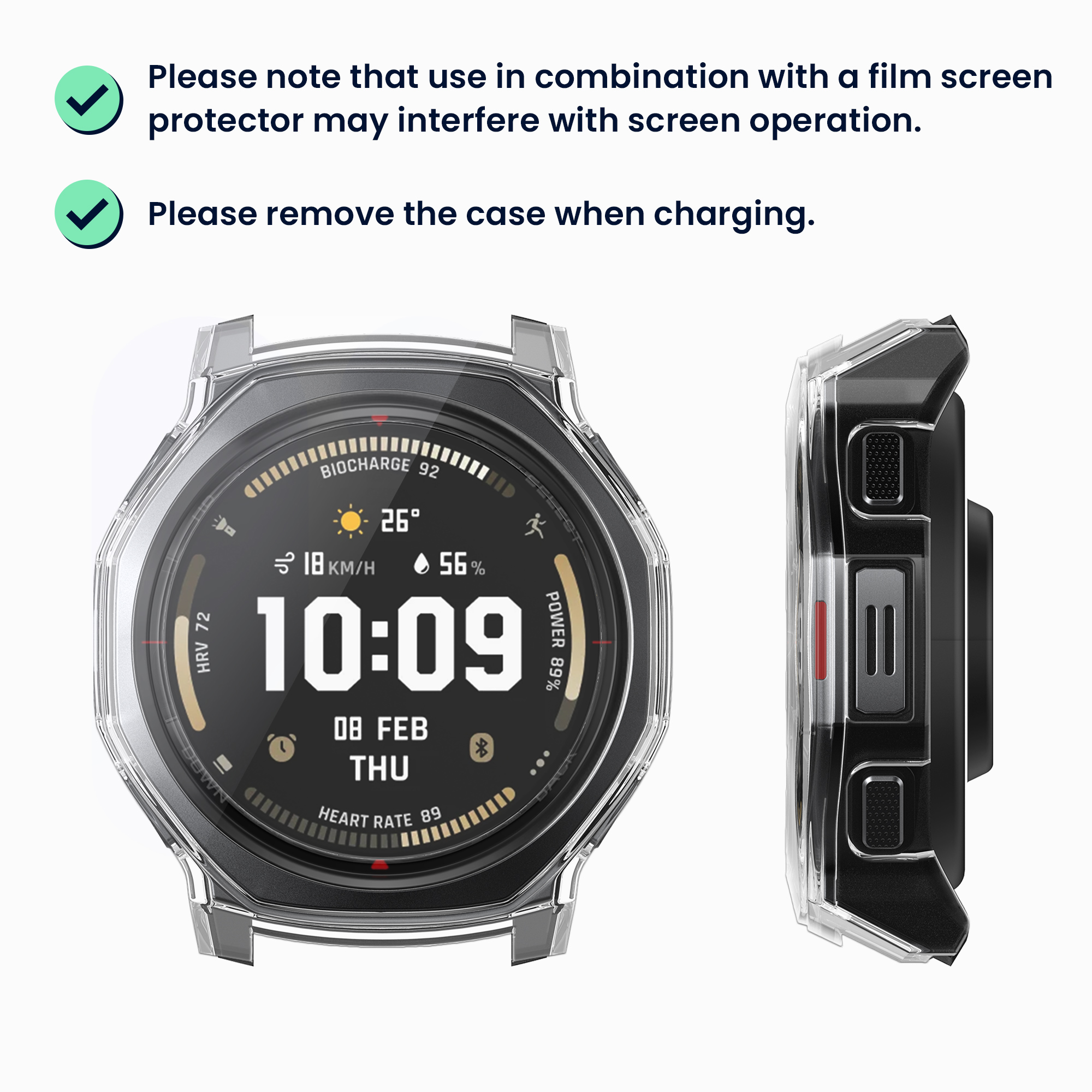 2x obal s ochranným sklem pro Amazfit T-Rex3 Pro 44 mm kwmobile ‑ čirá / černá