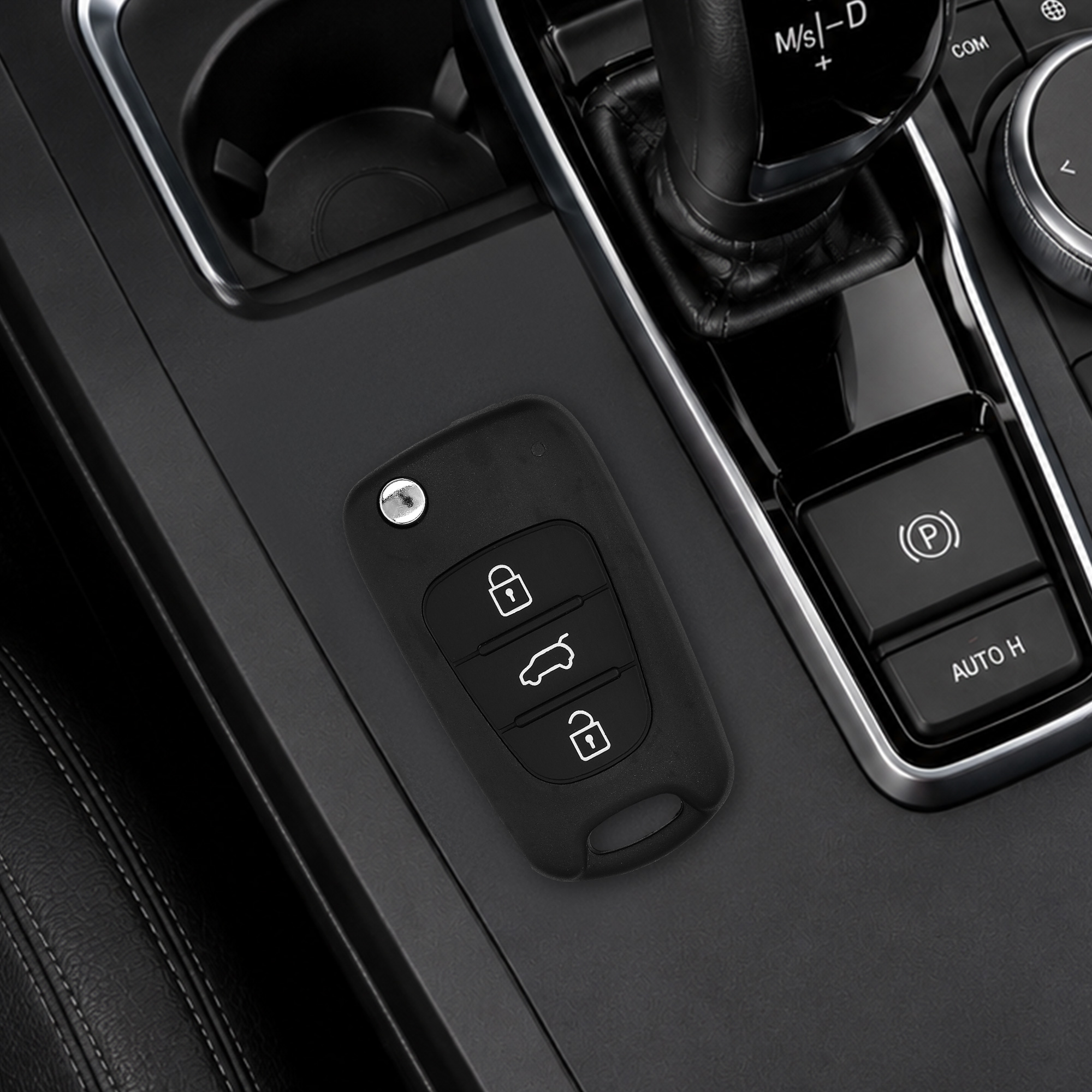 Náhradní tlačítka na klíč od auta pro Hyundai výklopný klíč se 3 tlačítky Keypad kwmobile - černá / bílá