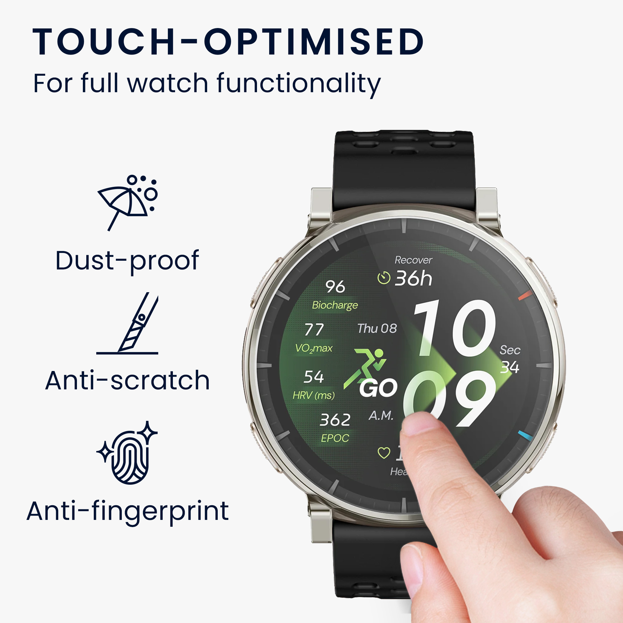Ochranná skla pro Amazfit Active3 Premium kwmobile sada 2 ks - transparentní