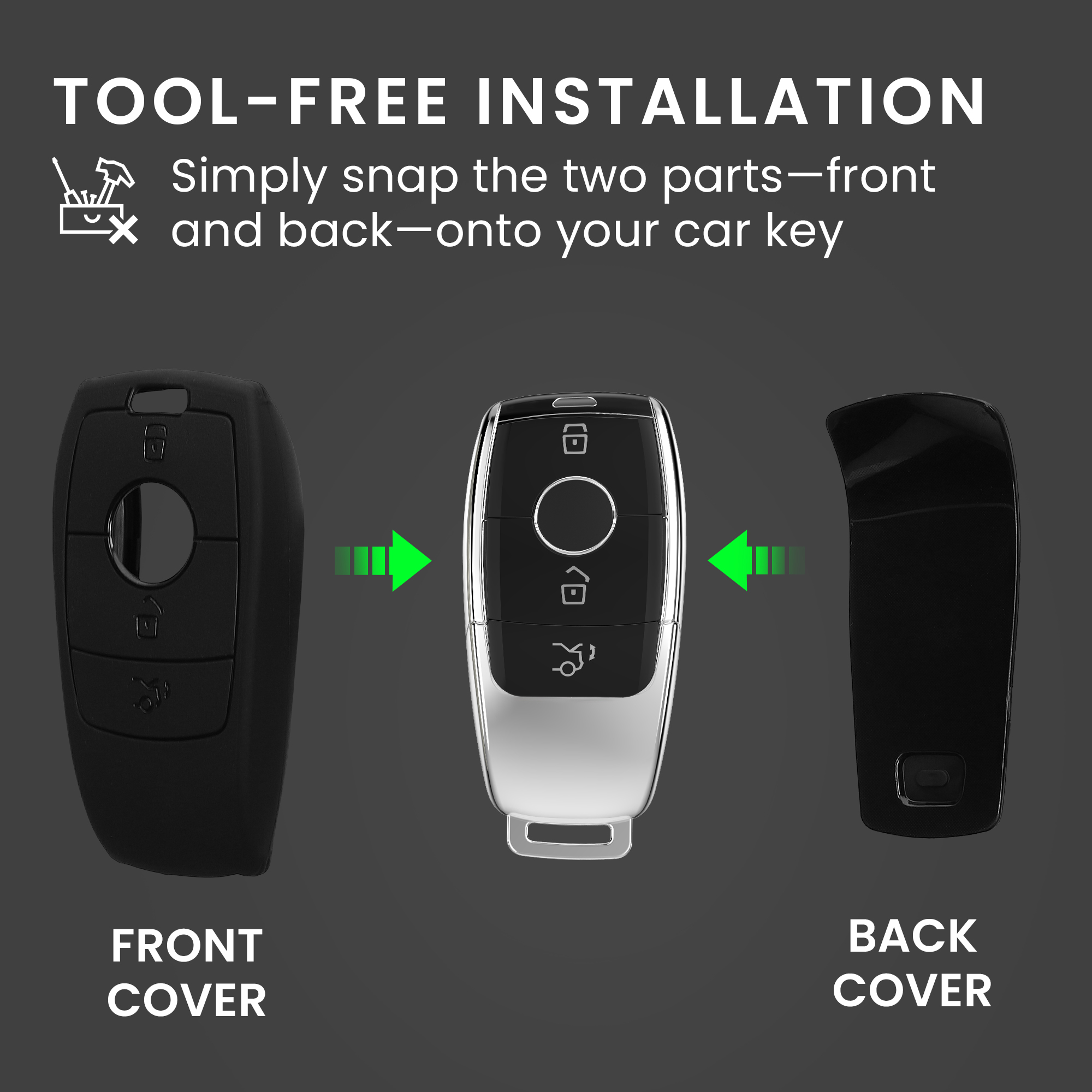 Obal na klíč od auta pro Mercedes-Benz chytrý klíč klíč od auta (only Keyless) kwmobile - měkká ochrana, protiskluzový obal, matný povrch, odolné proti poškrábání, černá