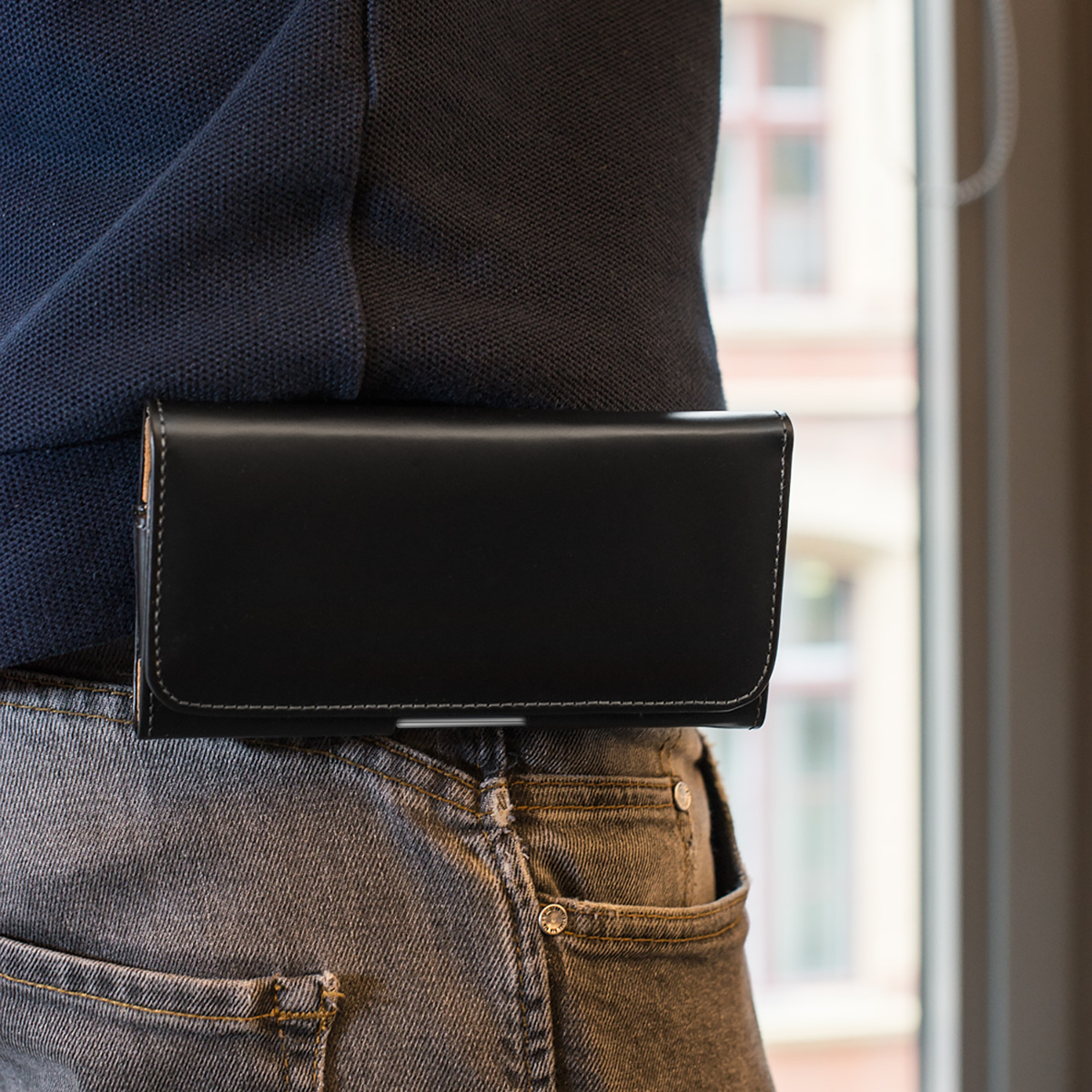 kwmobile univerzální pouzdro na mobil L 6.5", PU kůže, černá