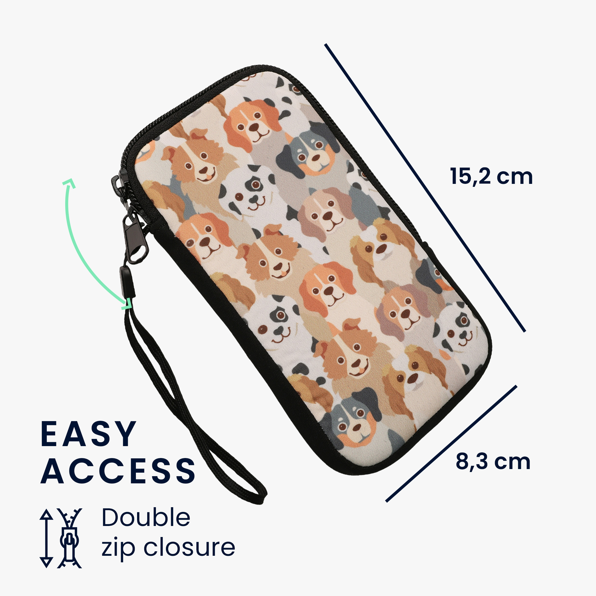 Univerzální pouzdro na mobil kwmobile pro Smartphone Size M, motiv Dogs bílá / světle hnědá / šedá