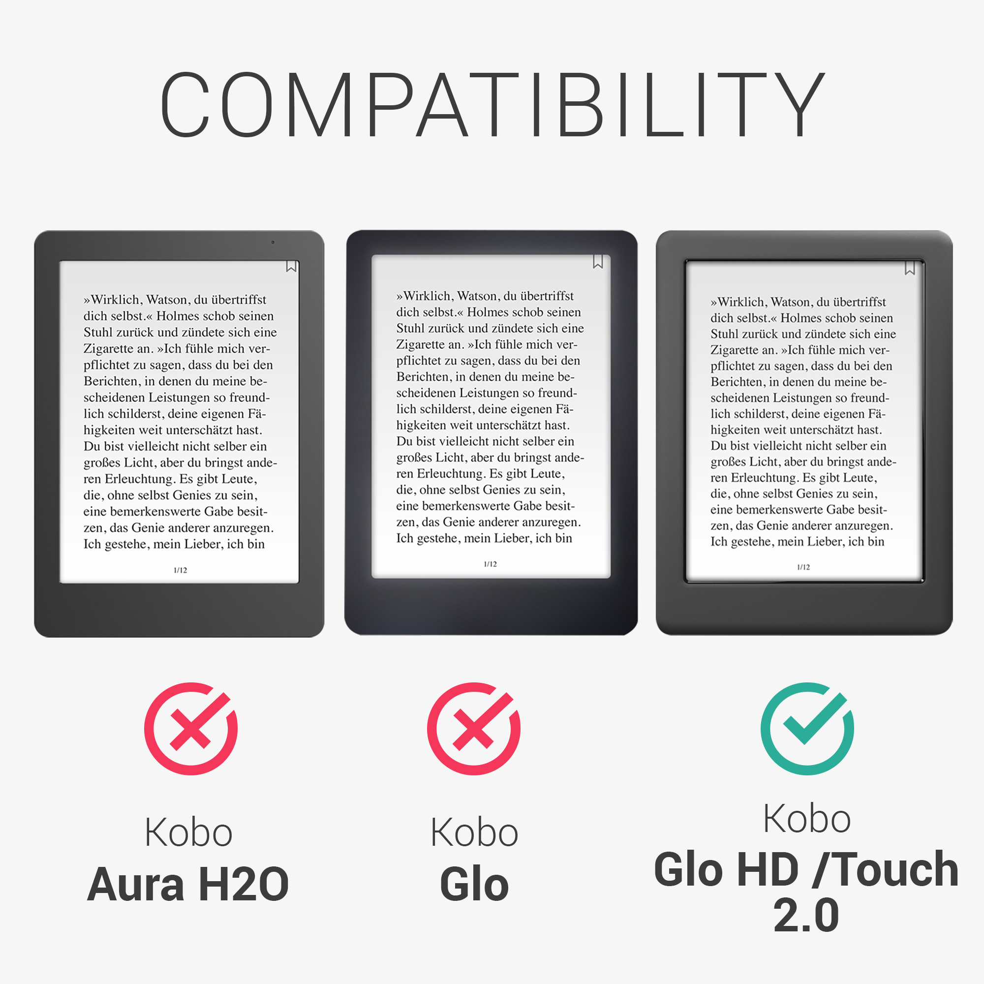 Pouzdro na čtečku kwmobile pro Kobo Glo HD / Touch 2.0 - Magnolias Taupe / bílá / tmavě šedá