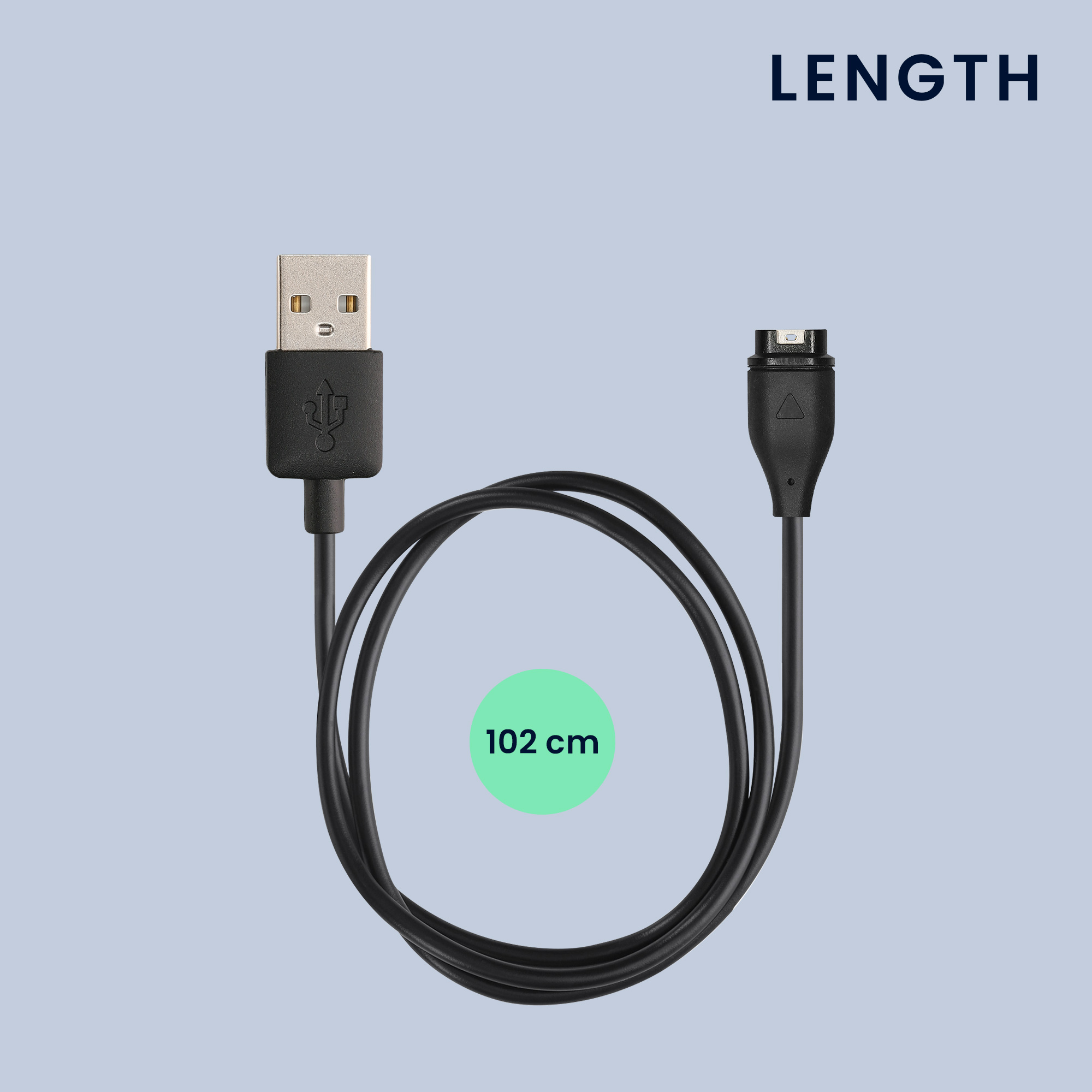 Nabíjecí kabel kwmobile pro Garmin Vivoactive 3/4, Vivosport, Venu 2/Sq, Fenix 5/6/7 - černá