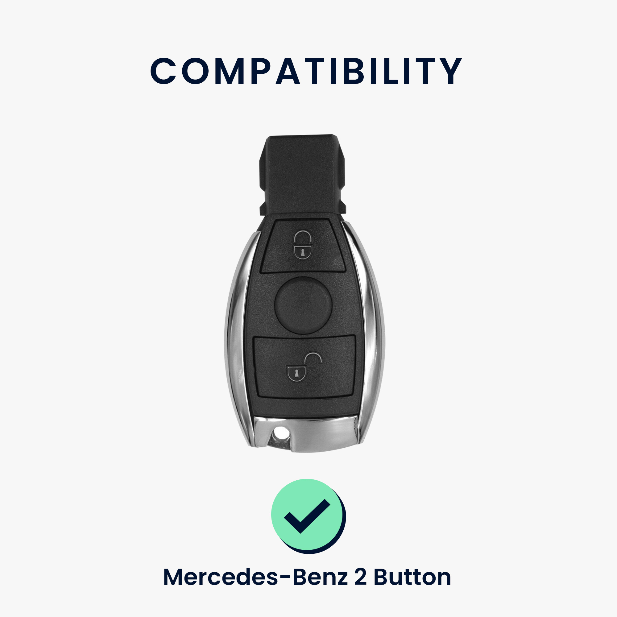 Pouzdro na klíč od auta Mercedes-Benz 2 tlačítka - kwmobile - černá/bílá