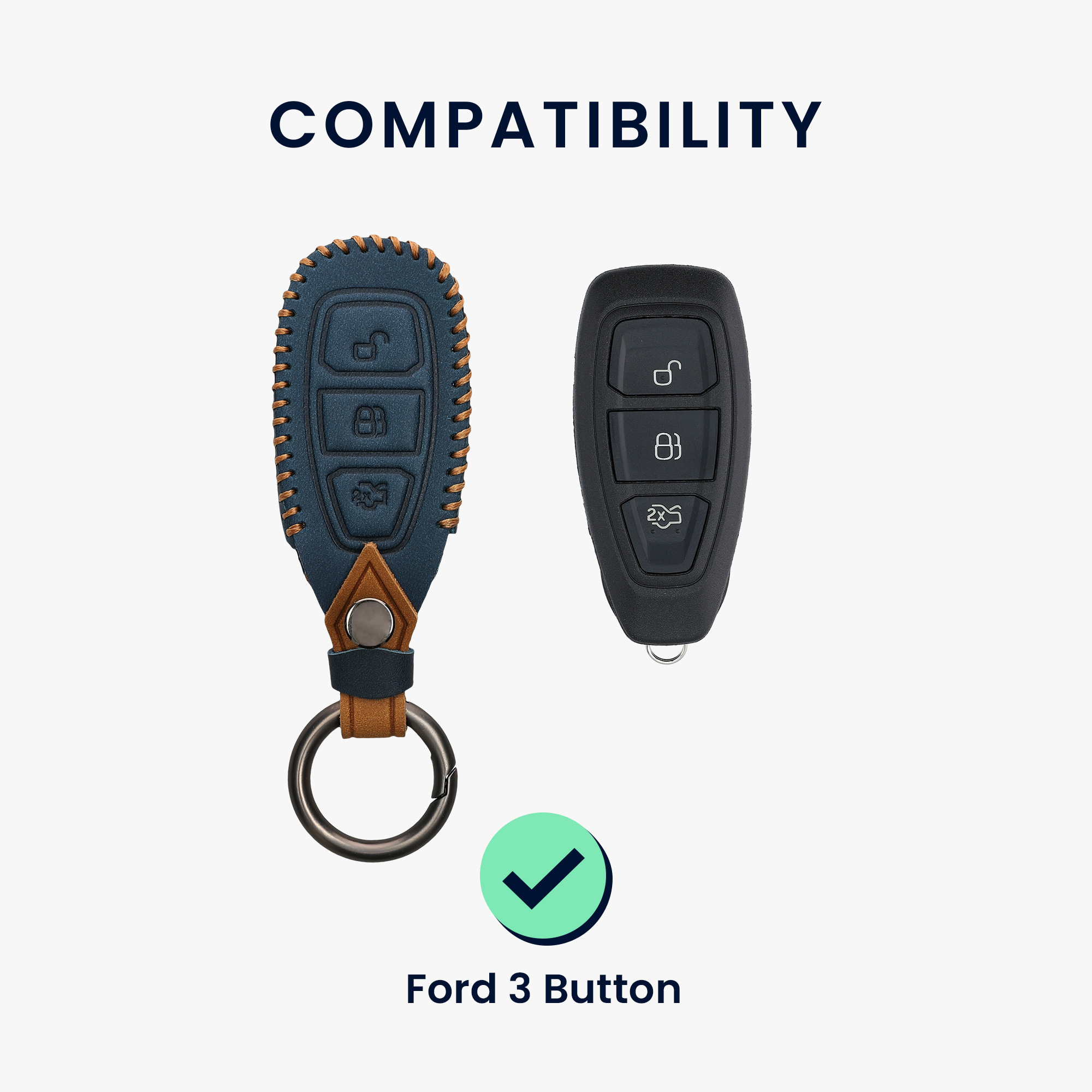 Kryt klíče Ford 3 tlačítka Keyless Go kwmobile námořnická / světl