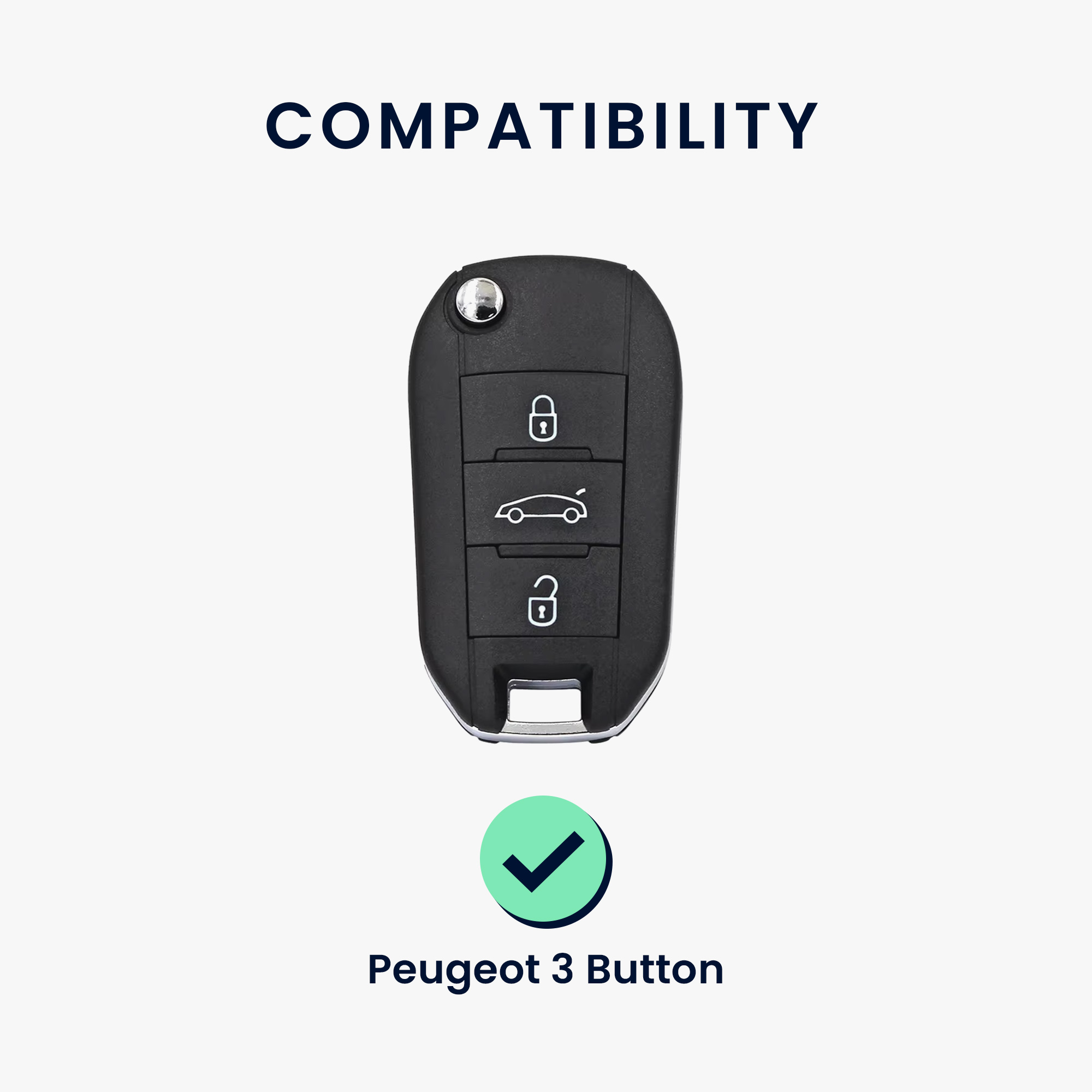 Pouzdro na klíč od auta Peugeot 3 Button Car Flip kwmobile - mintová
