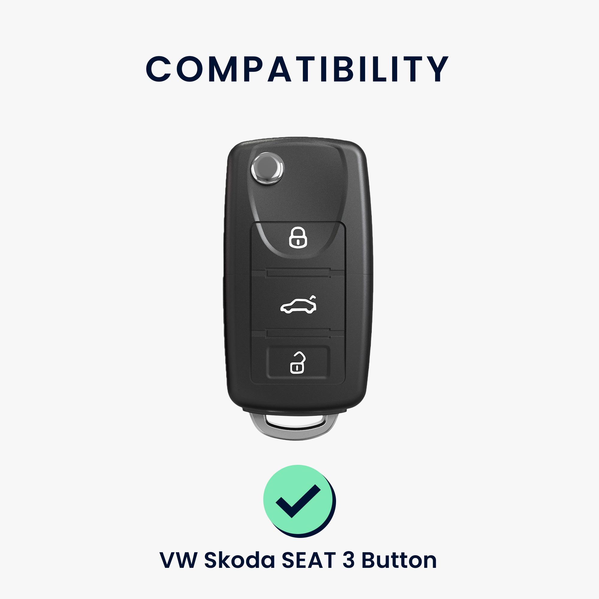Pouzdro na klíč od auta kwmobile pro VW / Škoda / SEAT 3 tlačítkový klíč - bílá / černá
